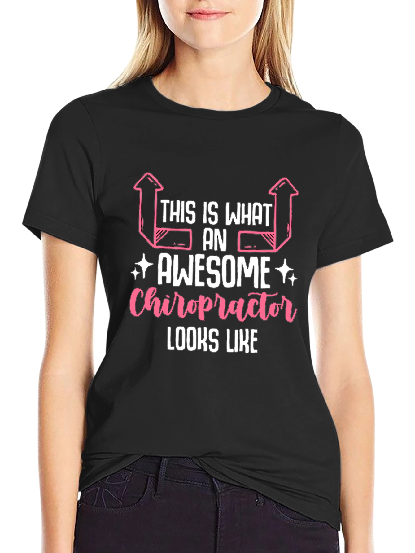 Black Awesome Chiropractor T-Shirt - Funny Gift view 2