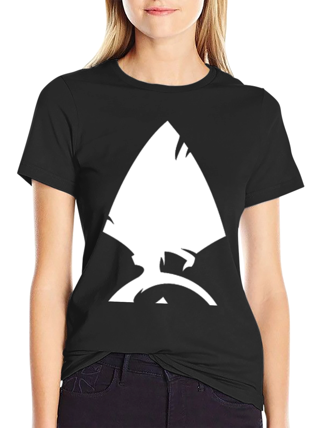 Black Men's Black T-Shirt with White Abstract Graphic view 2