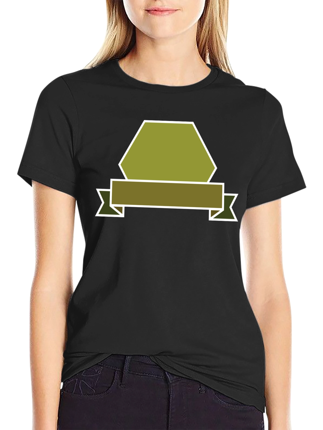 Black Olive Badge Graphic Tee - Modern Casual Style view 2