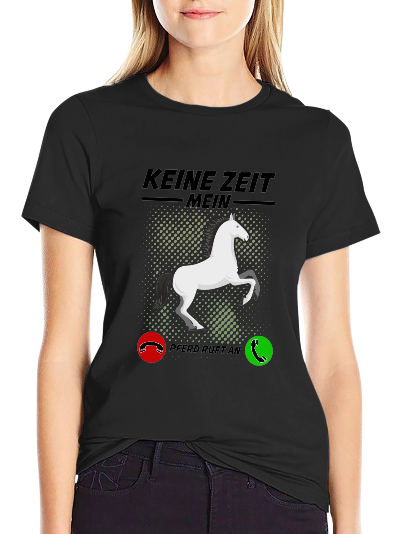 Black Horse Lover T-Shirt - Keine Zeit Mein Pferd Ruft An view 2