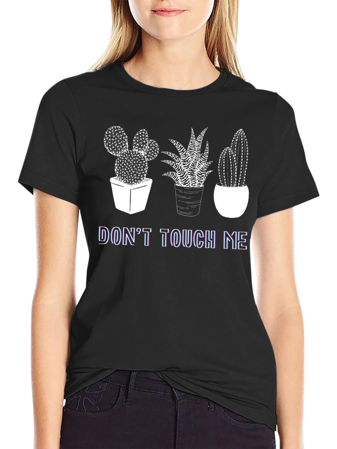 Black Don't Touch Me Cactus Graphic Tee view 2