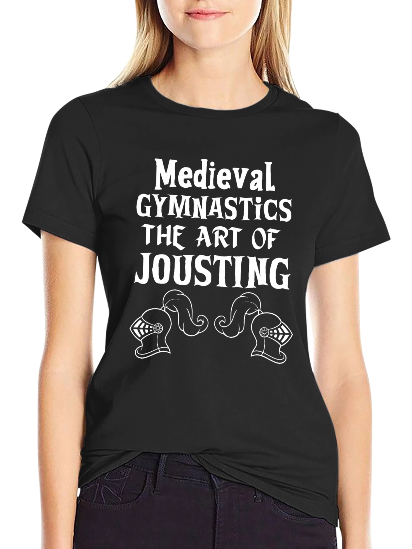 Black Medieval Gymnastics Jousting T-Shirt view 2