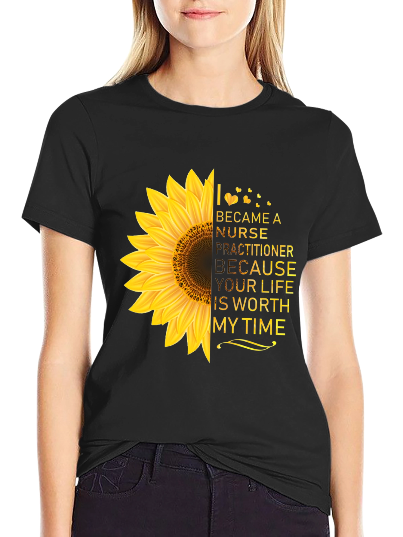 Black Nurse Practitioner Sunflower Tee view 2