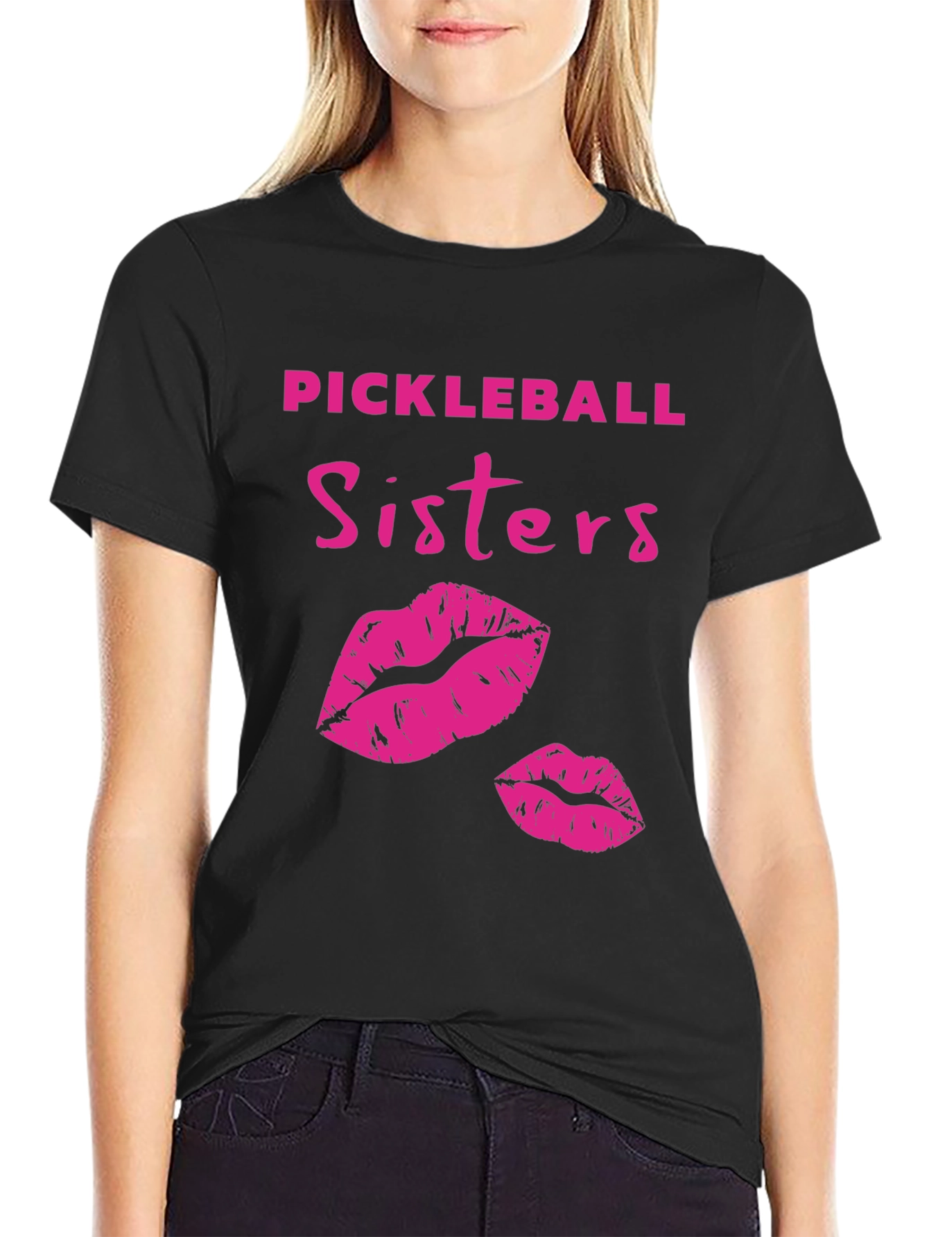 Black Pickleball Sisters Graphic T-Shirt view 2