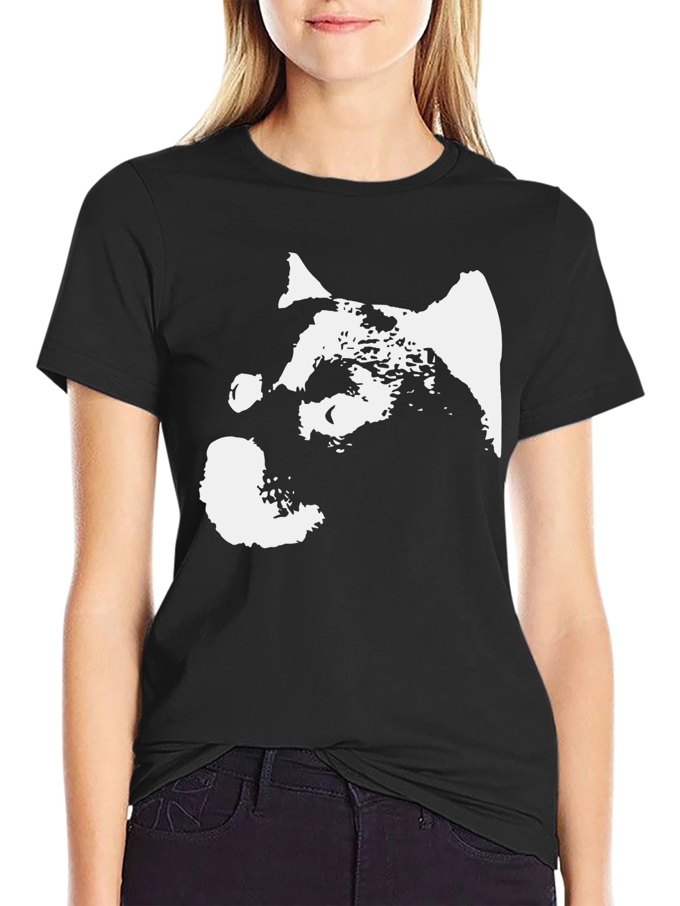 Black Abstract Dog Graphic Black T-Shirt view 2