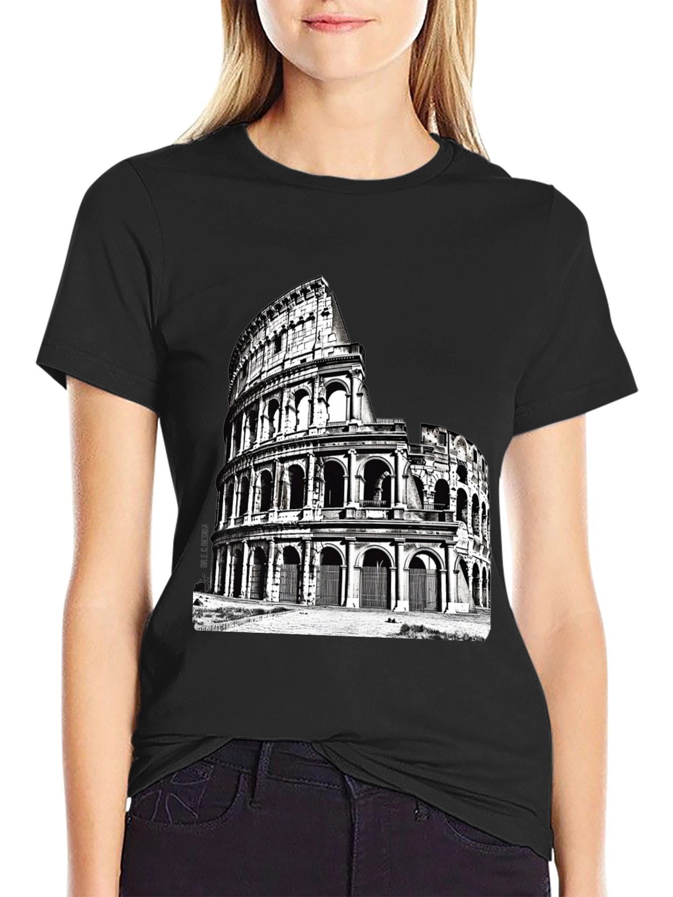 Black Colosseum Graphic Print Black T-Shirt view 2