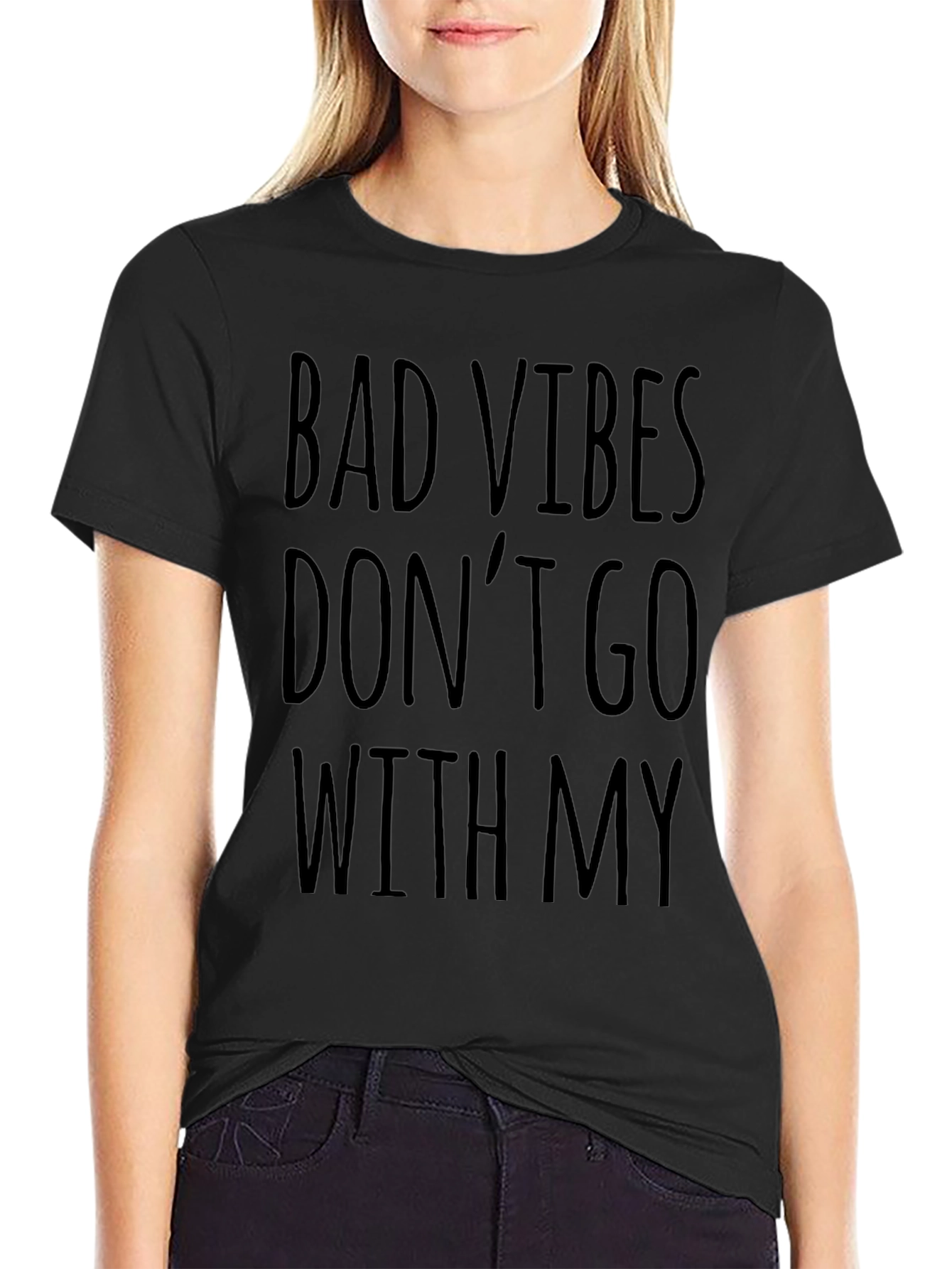 Black Bad Vibes T-Shirt - Funny Slogan Tee view 2