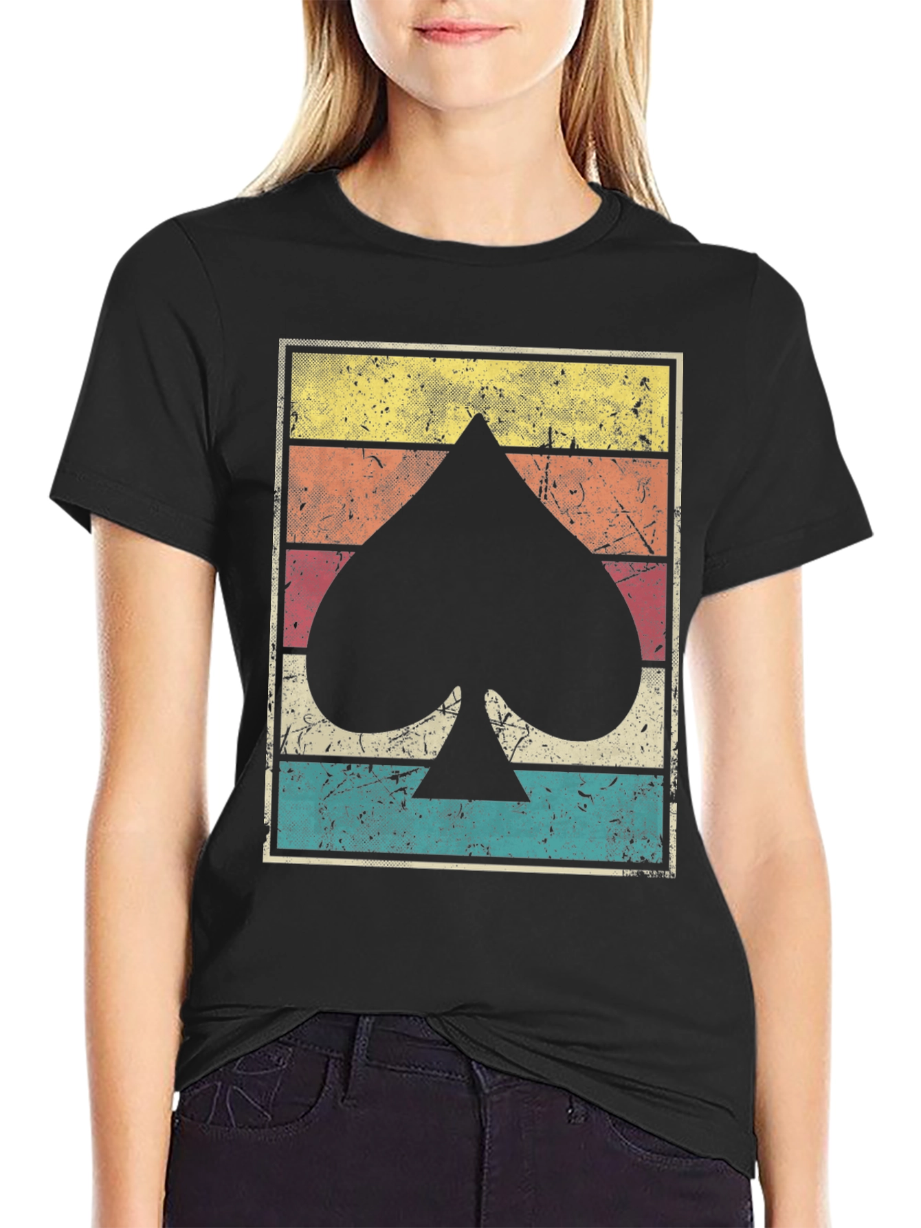 Black Retro Spade Card Graphic Tee view 2