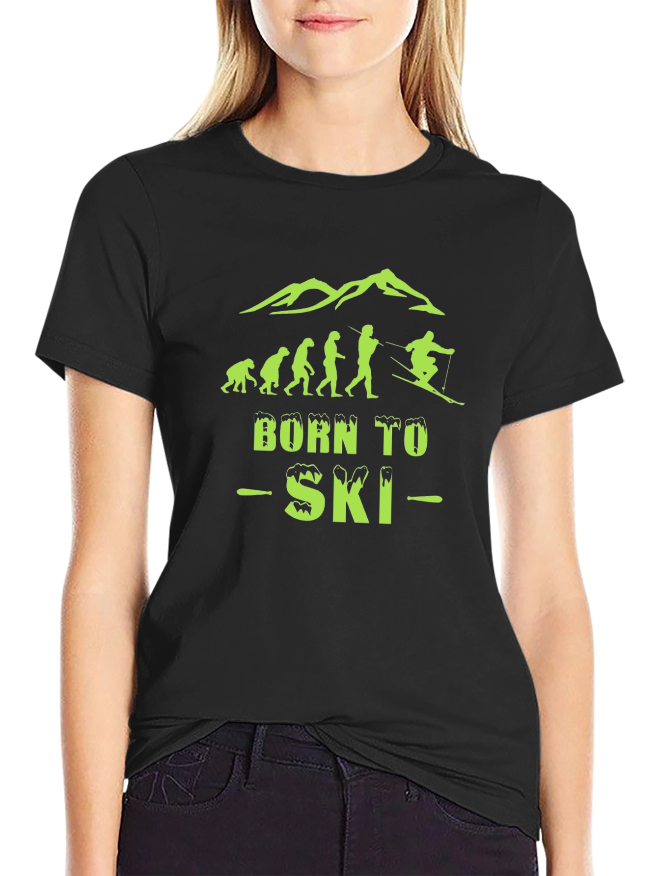 Black Born to Ski Evolution T-Shirt view 2