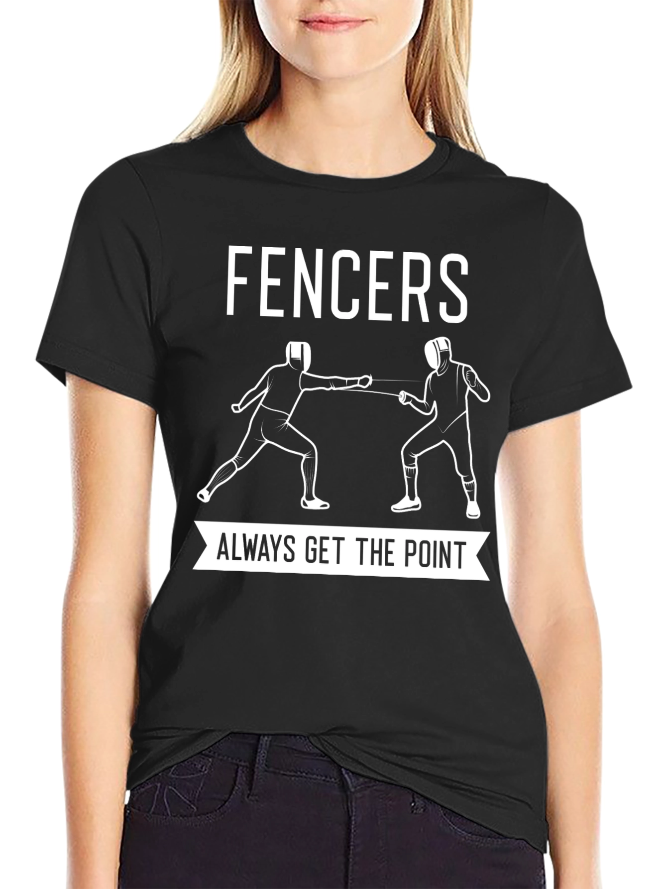 Black FENCERS Always Get the Point Black T-Shirt view 2