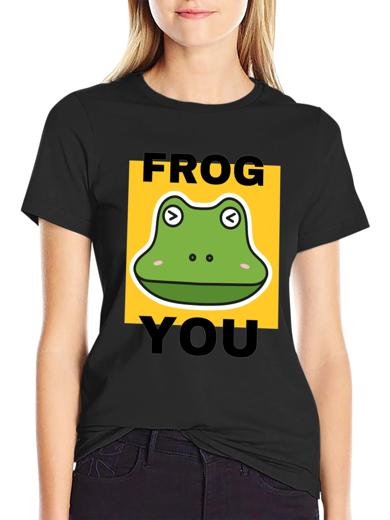 Black Frog You Funny Graphic T-Shirt view 2