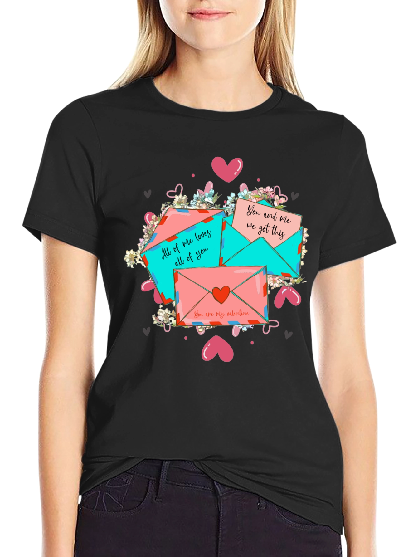 Black Valentine's Day Letter Graphic T-Shirt view 2