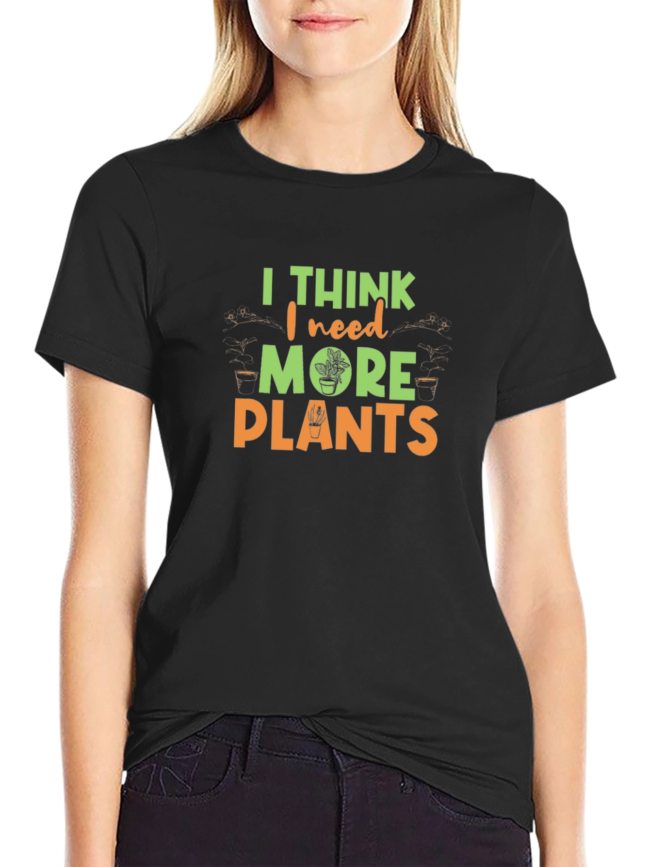 Black I Think I Need More Plants Graphic Tee view 2