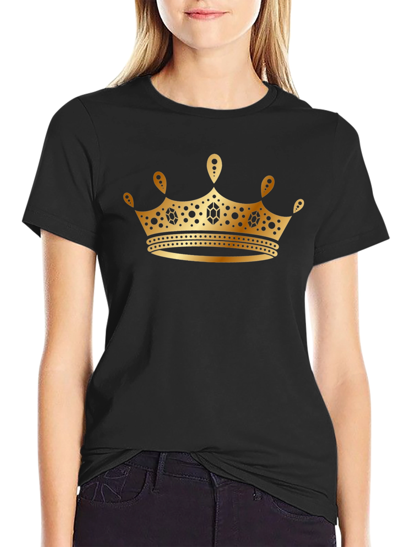 Black Gold Crown Graphic Black T-Shirt view 2