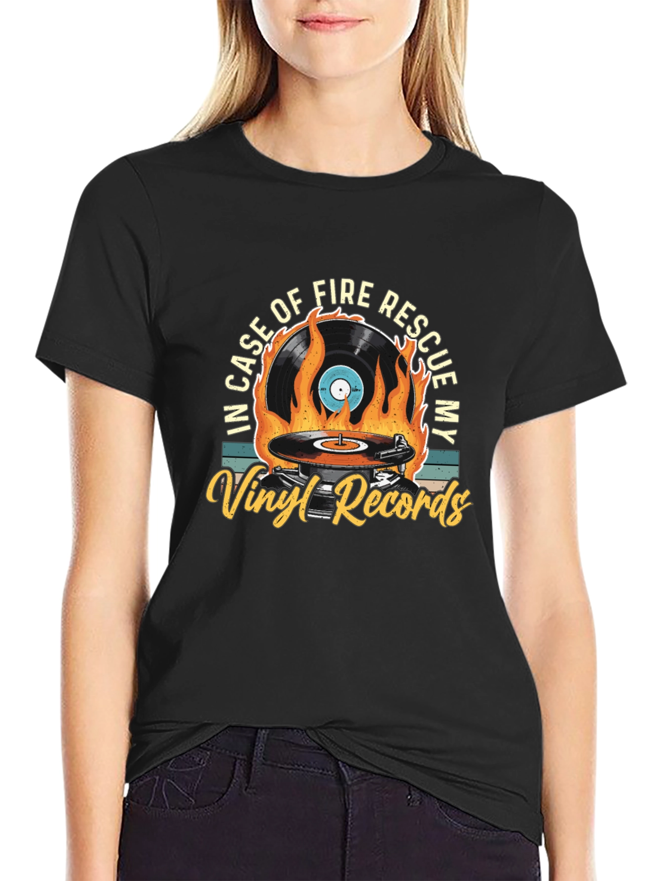 Black Vinyl Records Rescue T-Shirt - Music Lover Tee view 2