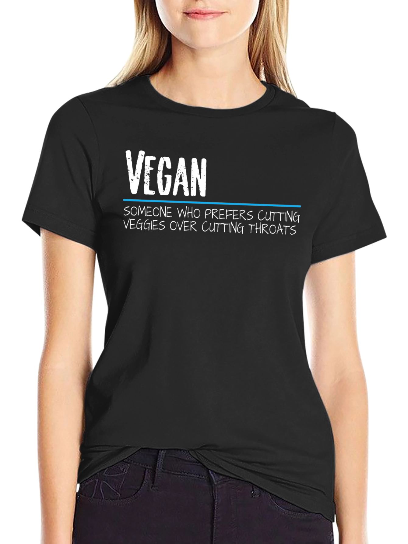 Black Vegan Statement Graphic Tee - Cutting Veggies view 2
