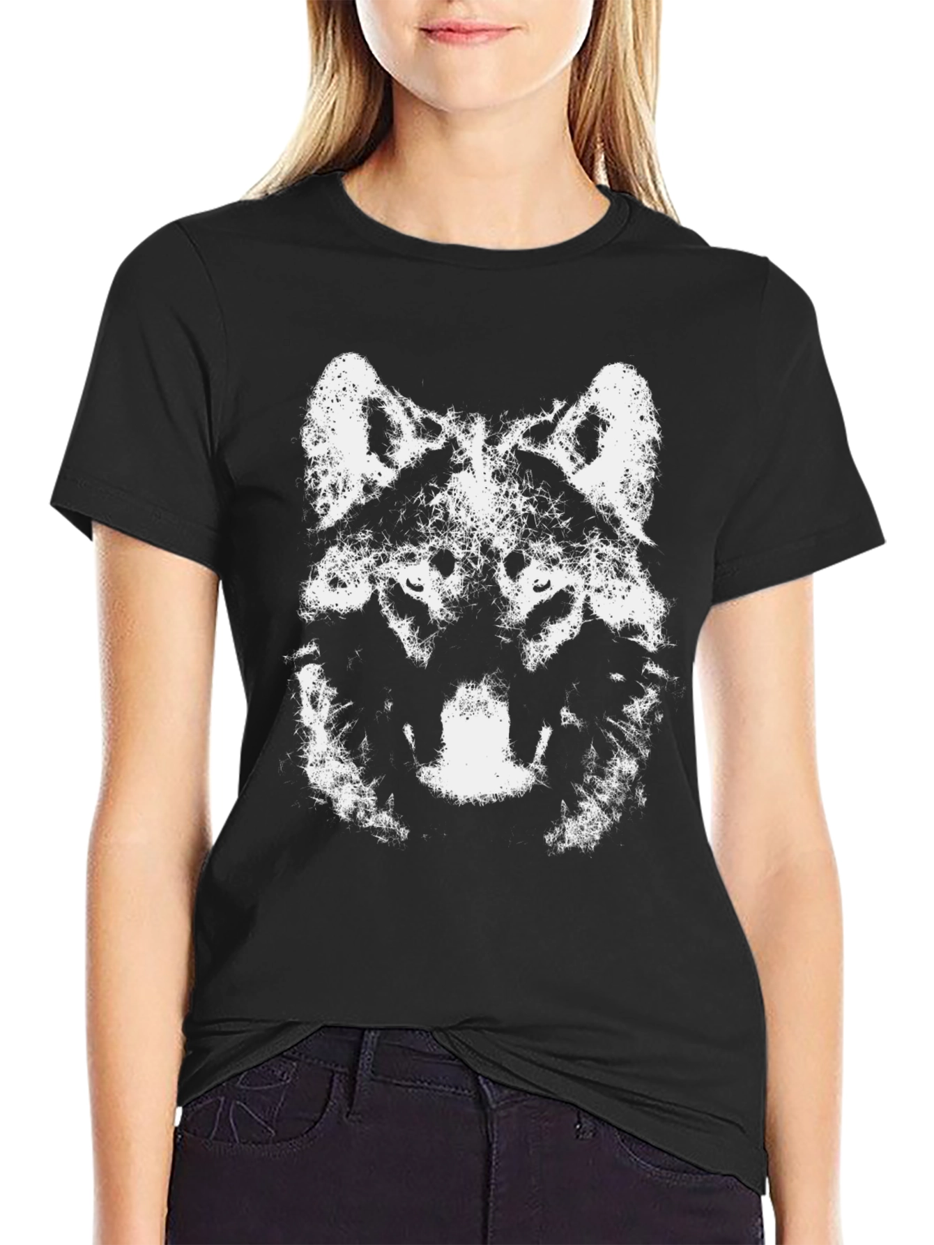 Wolf Graphic Tee - Black Cotton T-Shirt - 2
