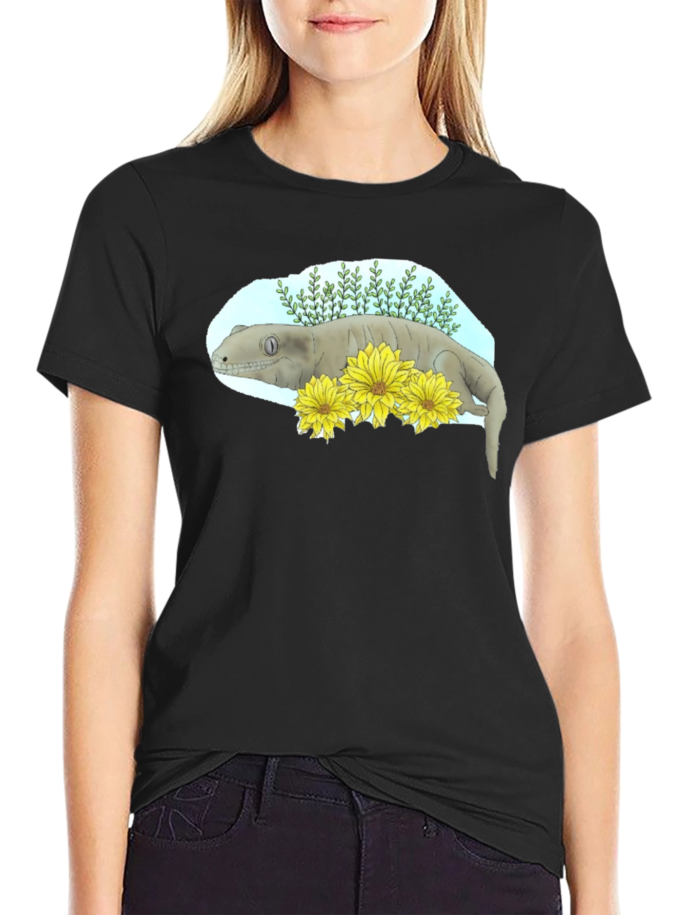 Black Crested Gecko Graphic Tee - Unique Reptile Lover's Shirt view 2