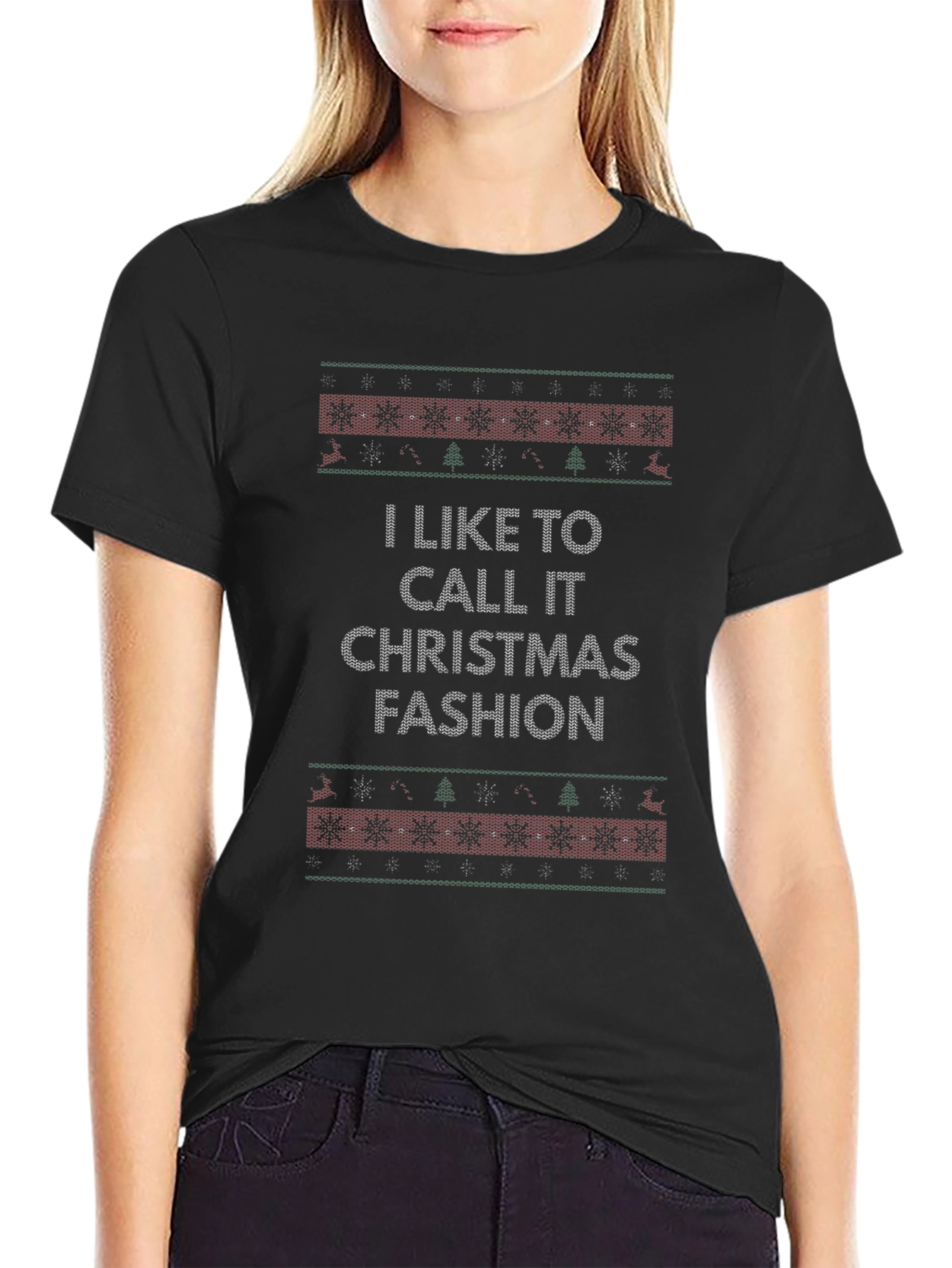 Black Christmas Fashion Graphic Tee - Holiday Style view 2