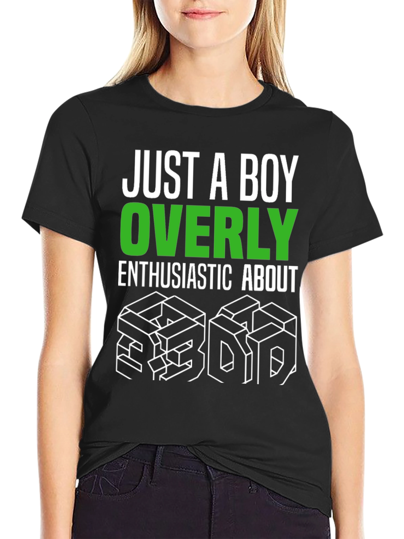 Black Enthusiastic About 3D Black Graphic Tee view 2