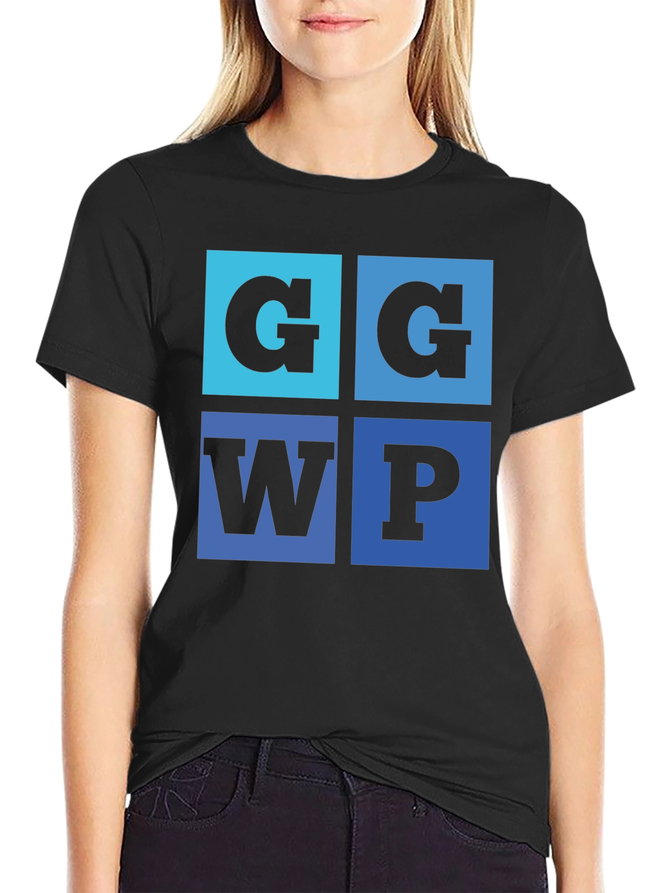 Black G G WP Graphic Tee - Cool Typography Design view 2