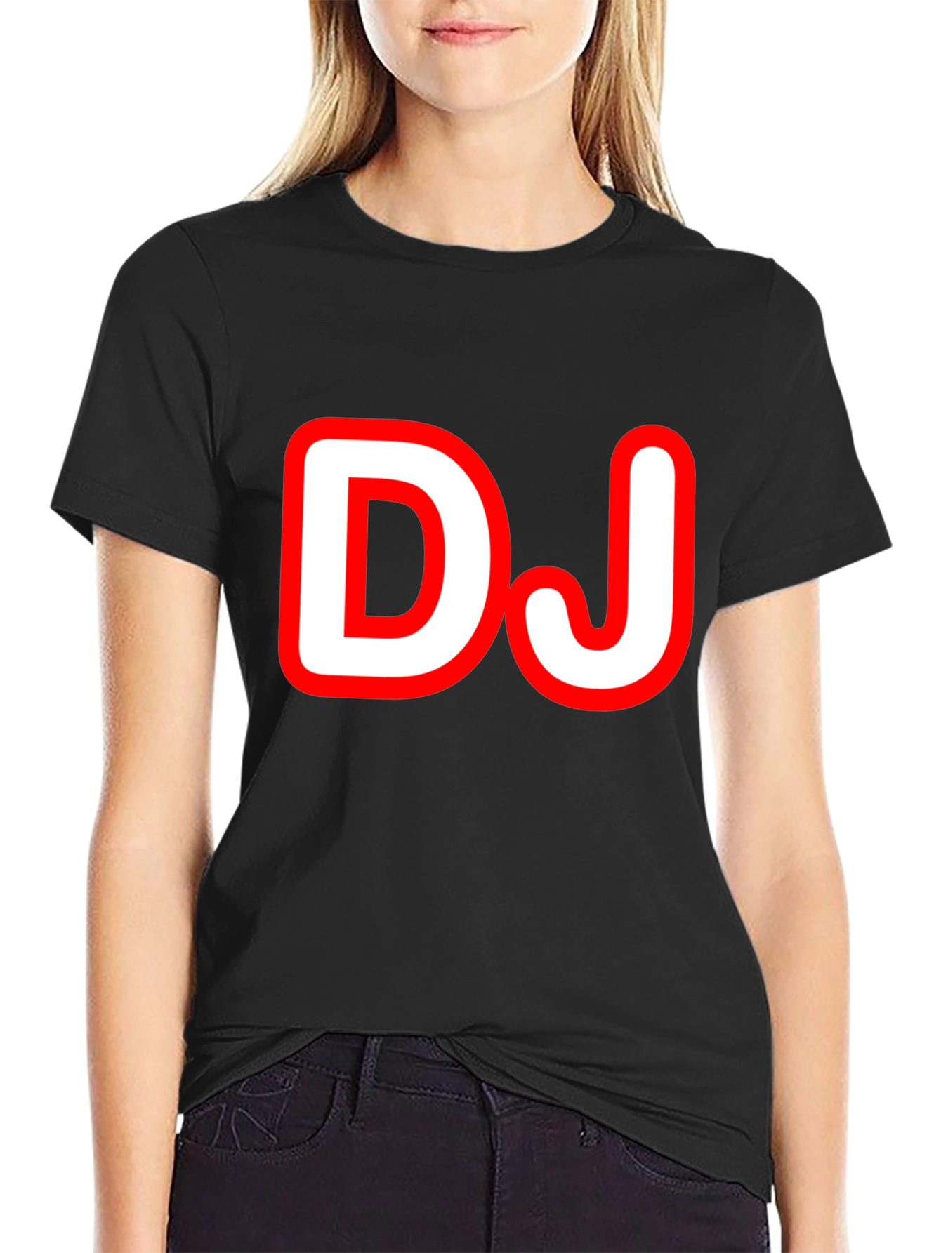Black DJ Graphic Tee - Black Cotton T-Shirt view 2