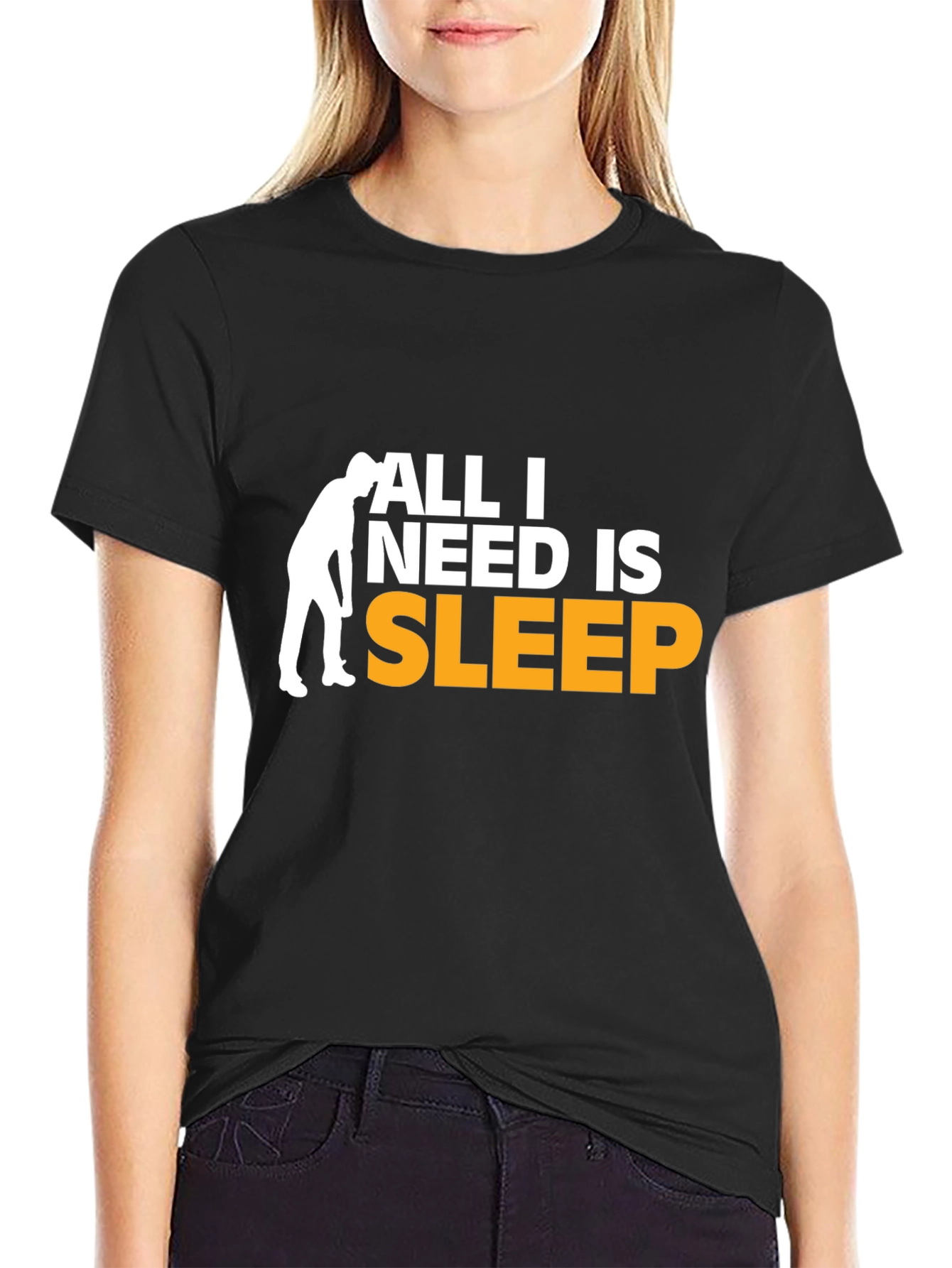 Black All I Need Is Sleep Graphic Tee - Black view 2