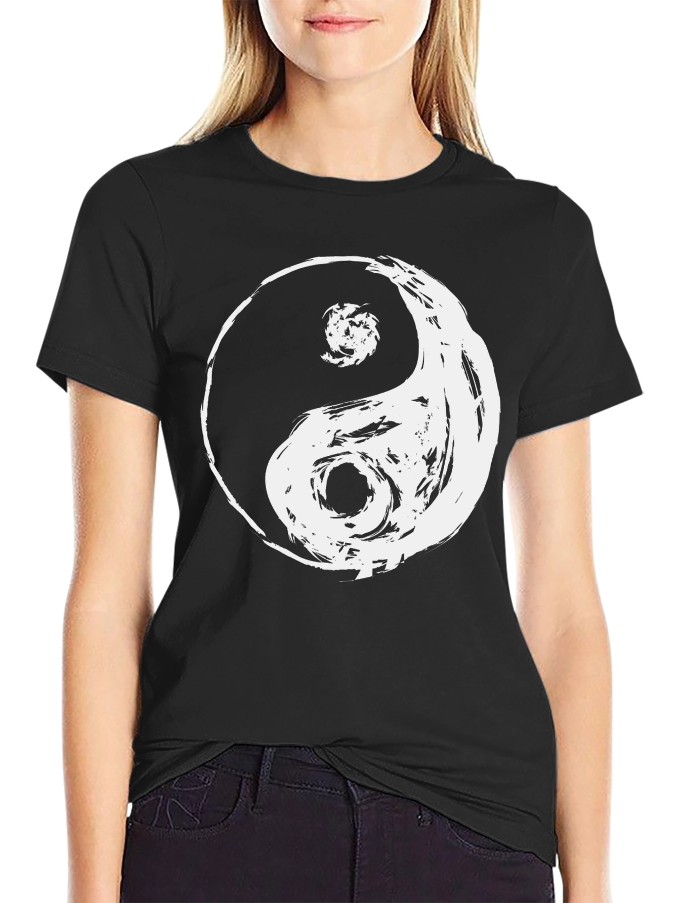 Black Yin Yang Graphic Tee - Men's Black T-Shirt view 2