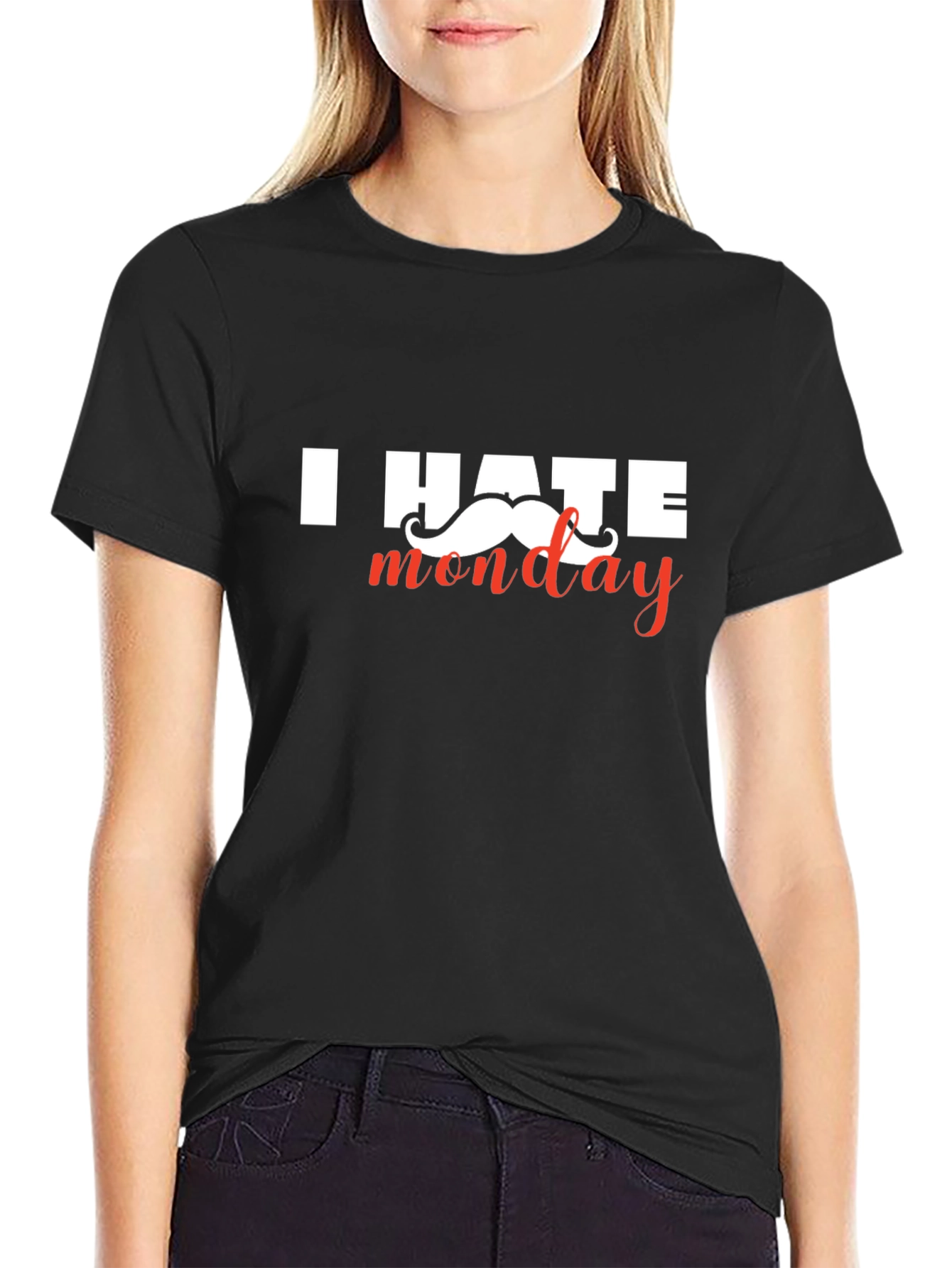 Black I Hate Monday T-Shirt - Funny Graphic Tee view 2