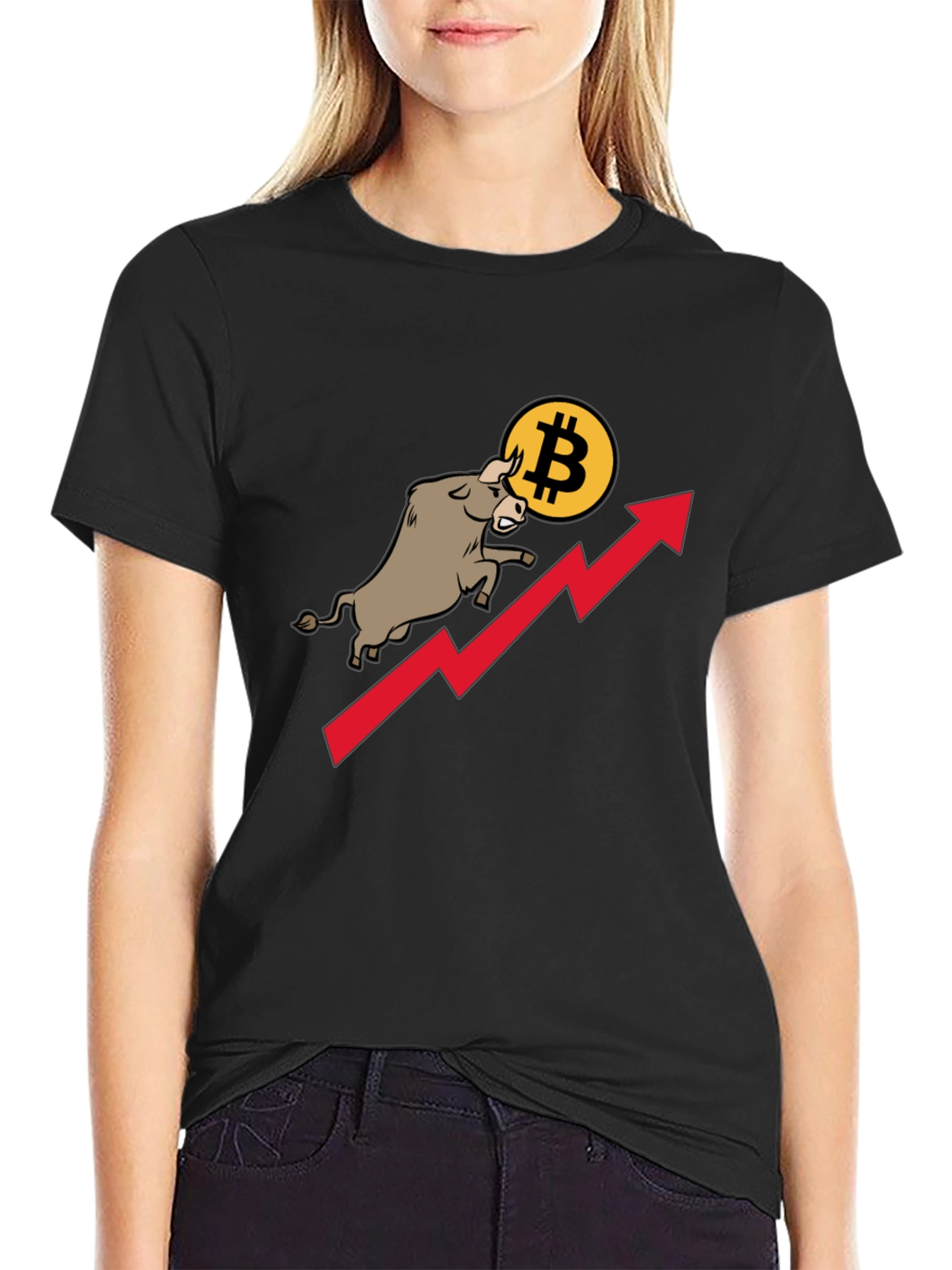 Black Bitcoin Bull Run Black T-Shirt view 2