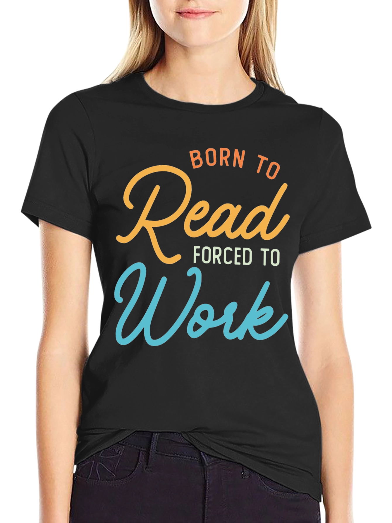 Black Born to Read T-Shirt Funny Book Lover Tee view 2