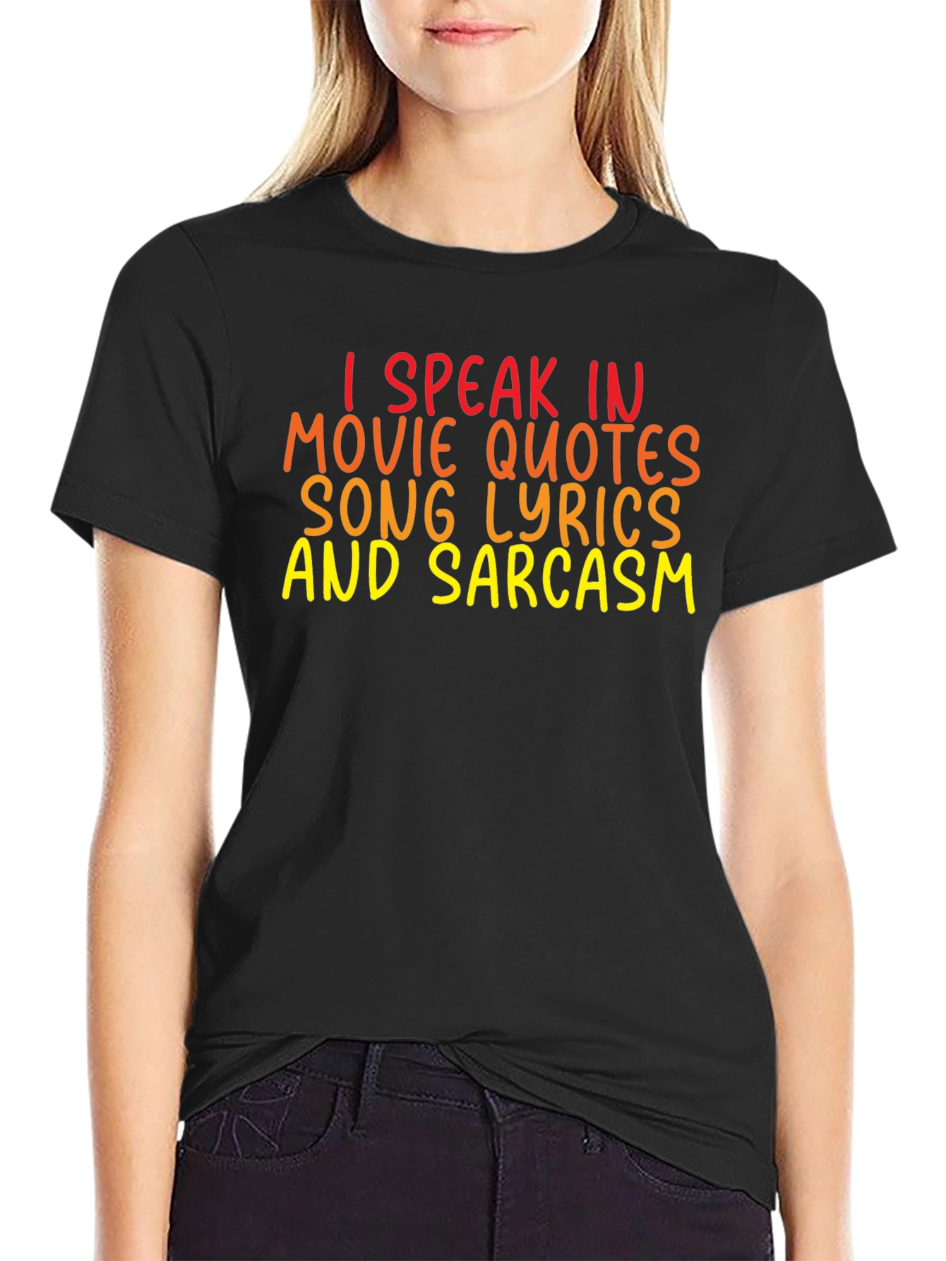 Black Funny Graphic Tee: I Speak in Movie Quotes view 2