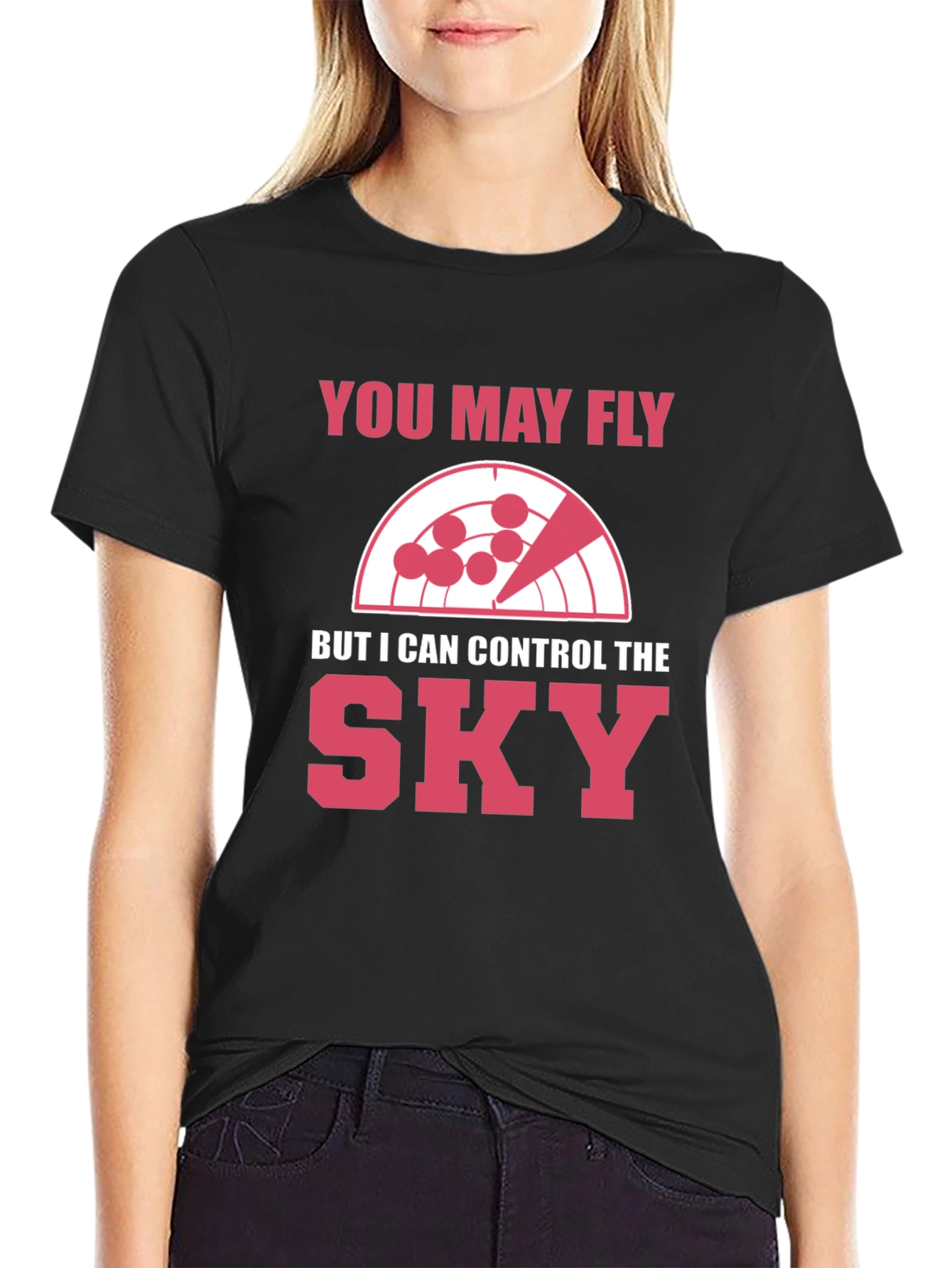 Black Control the Sky T-Shirt - Radar Design view 2