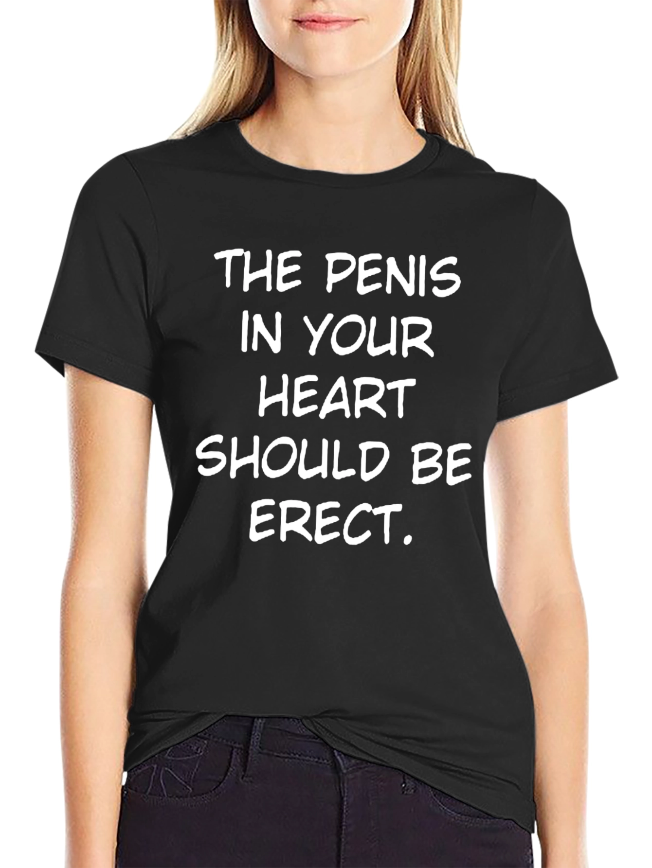 Black Funny Slogan T-Shirt - The Penis In Your Heart view 2