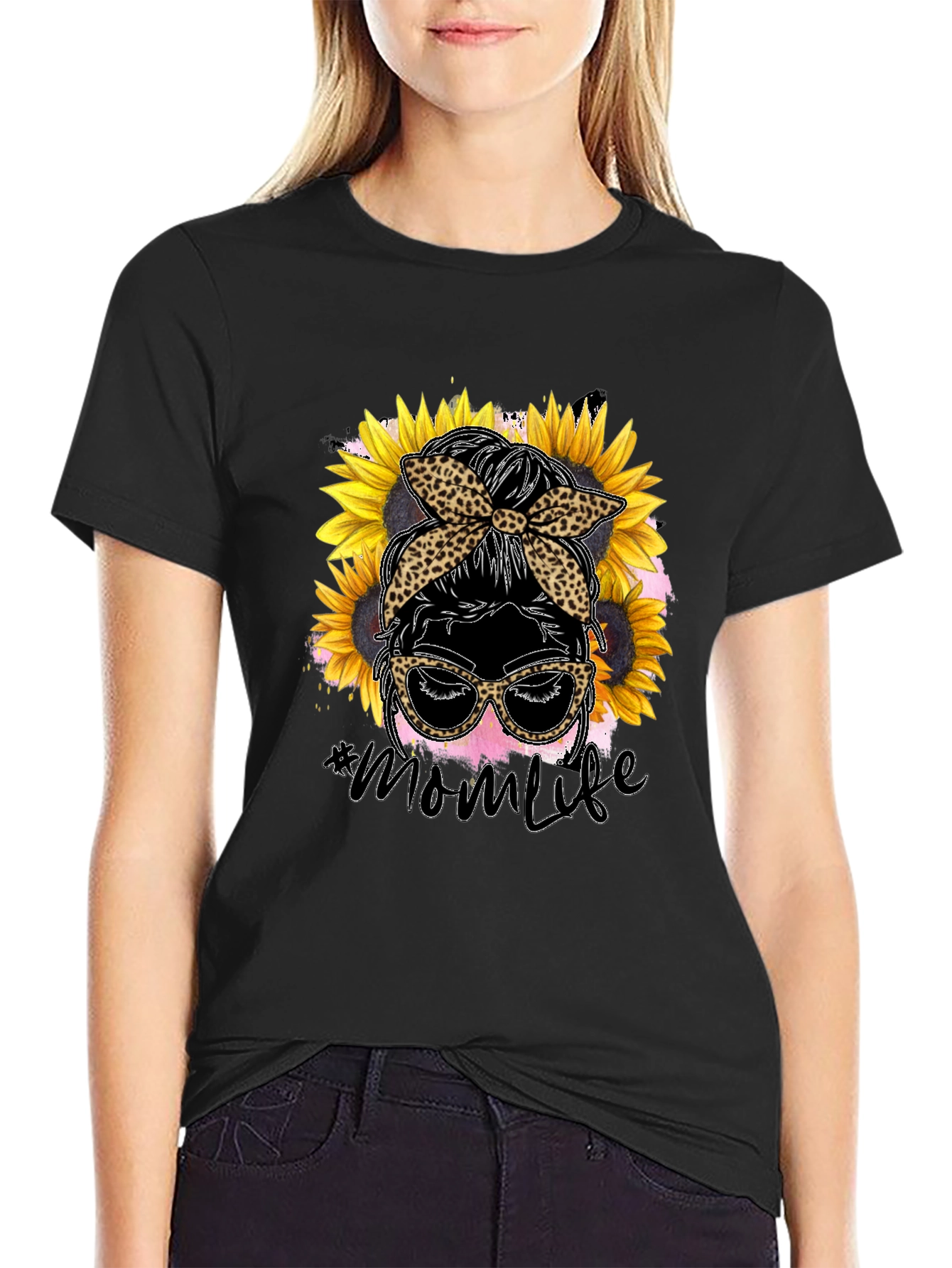 Black Mom Life Sunflower Graphic Tee view 2