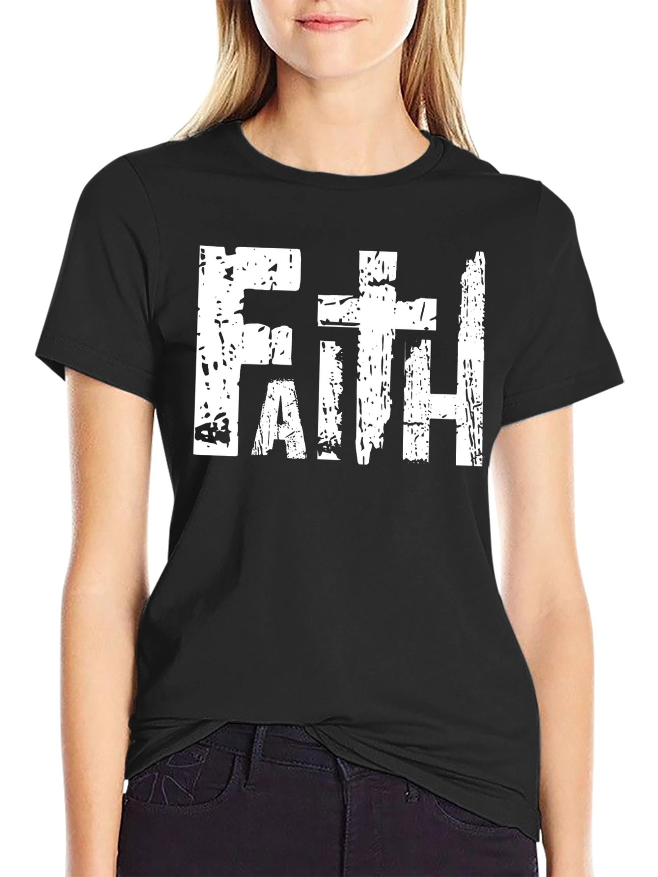 Black Faith Graphic Print Black T-Shirt view 2