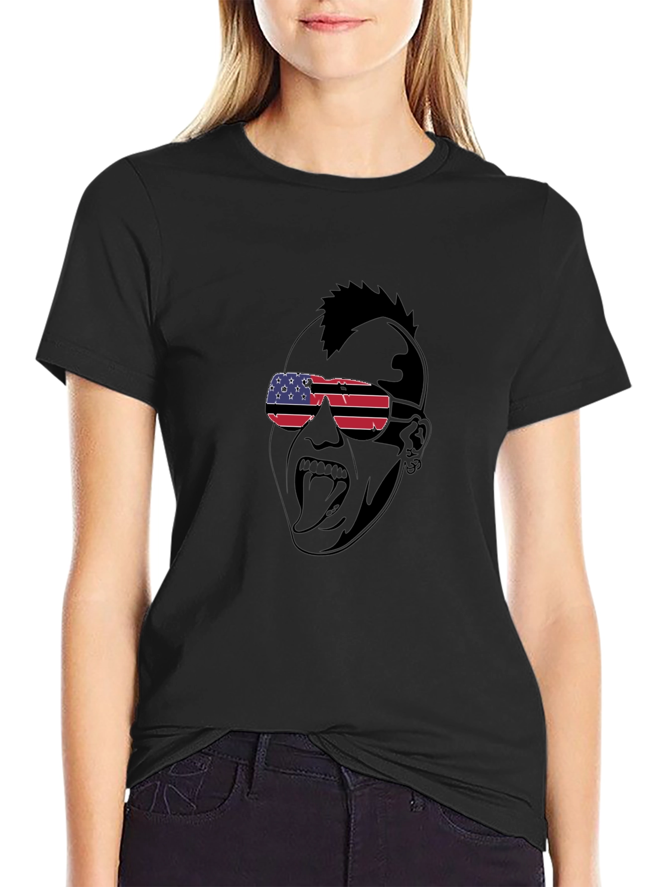 USA Flag Sunglasses Punk Graphic T-Shirt - 2