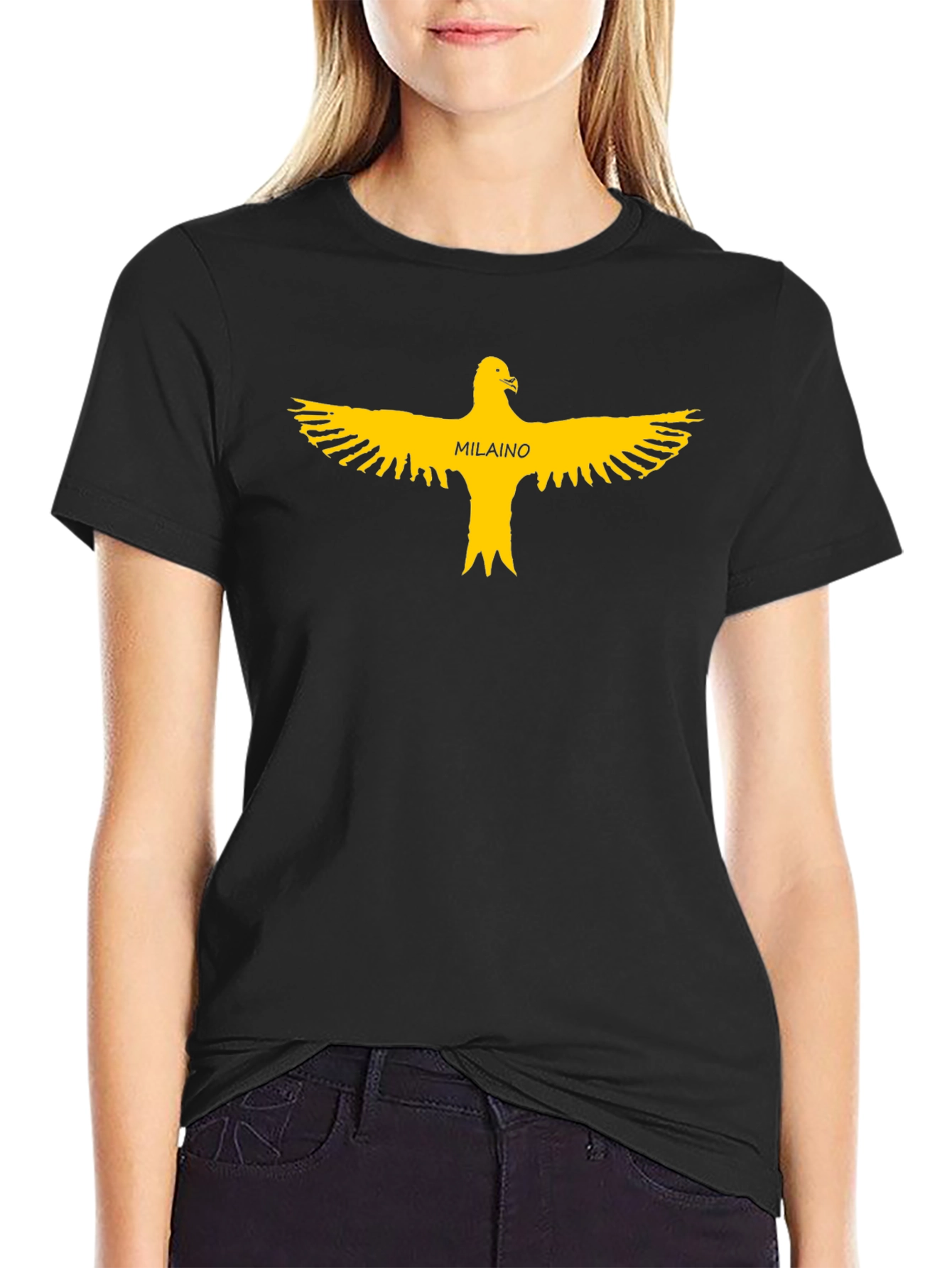 Black Black T-Shirt with Yellow Bird Milano Graphic view 2