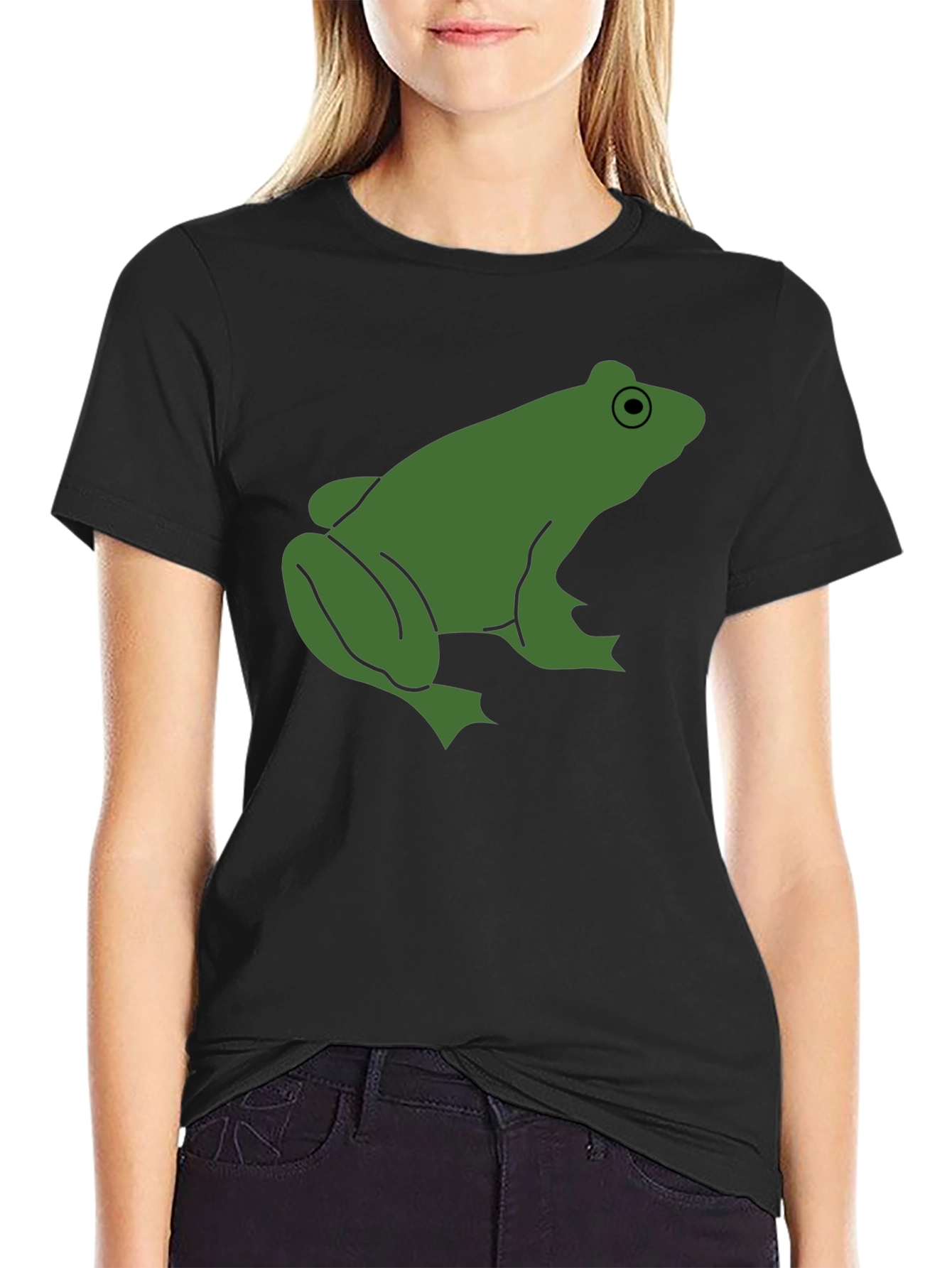 Black Frog Graphic Tee - Black Cotton T-Shirt view 2