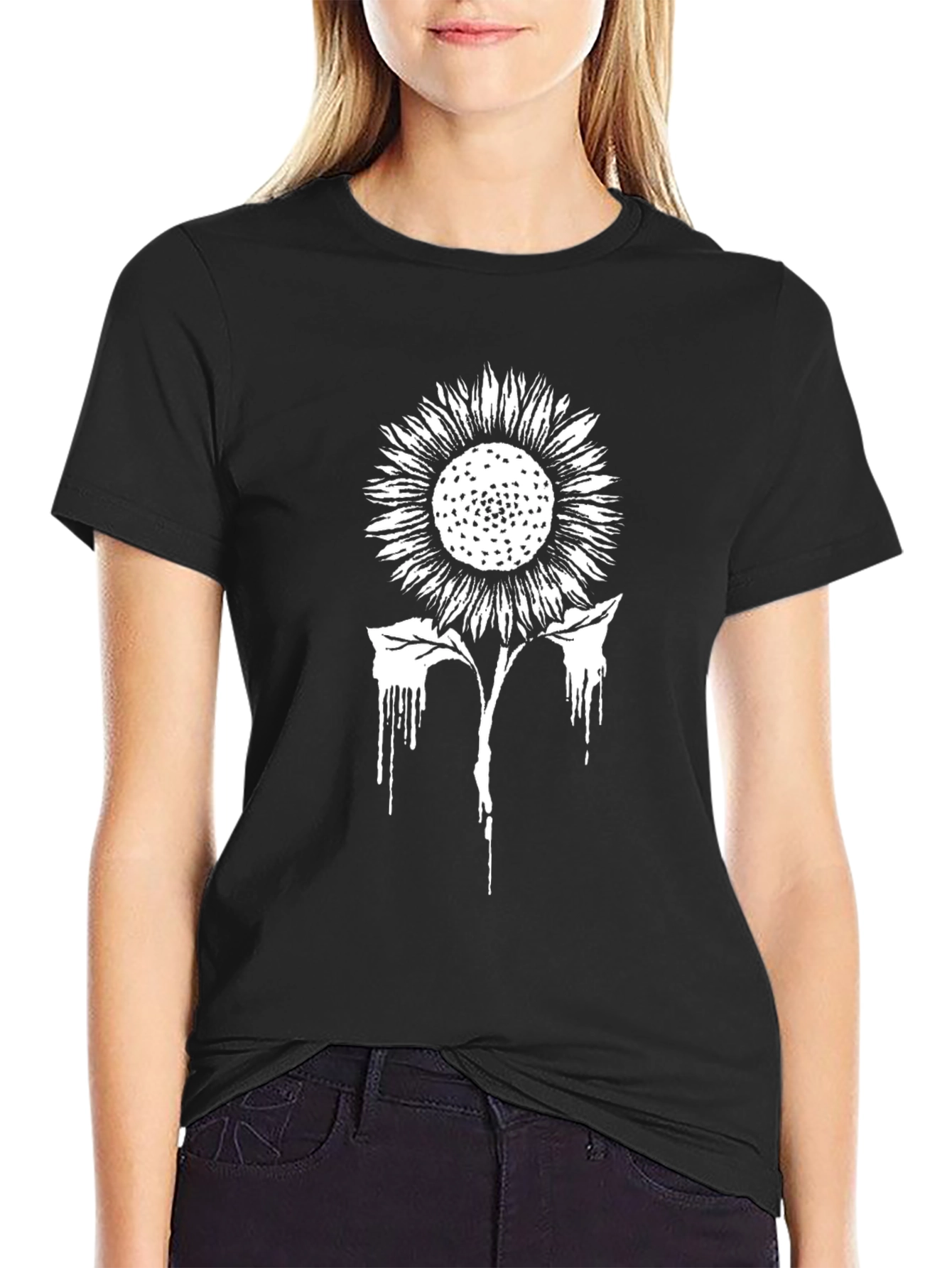 Black Sunflower Graphic Print Men's T-Shirt view 2