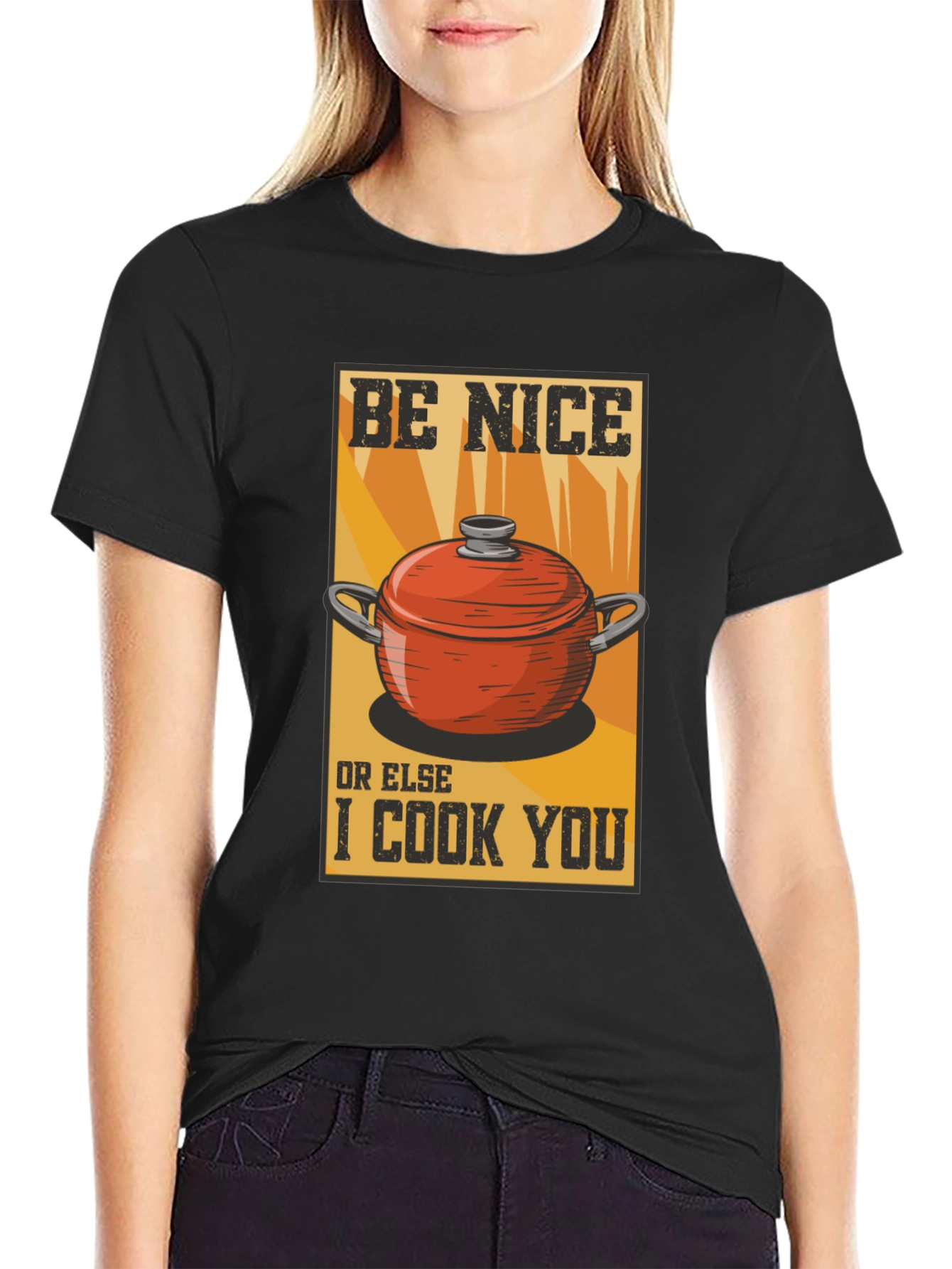 Black Be Nice or Else I Cook You Graphic Tee view 2