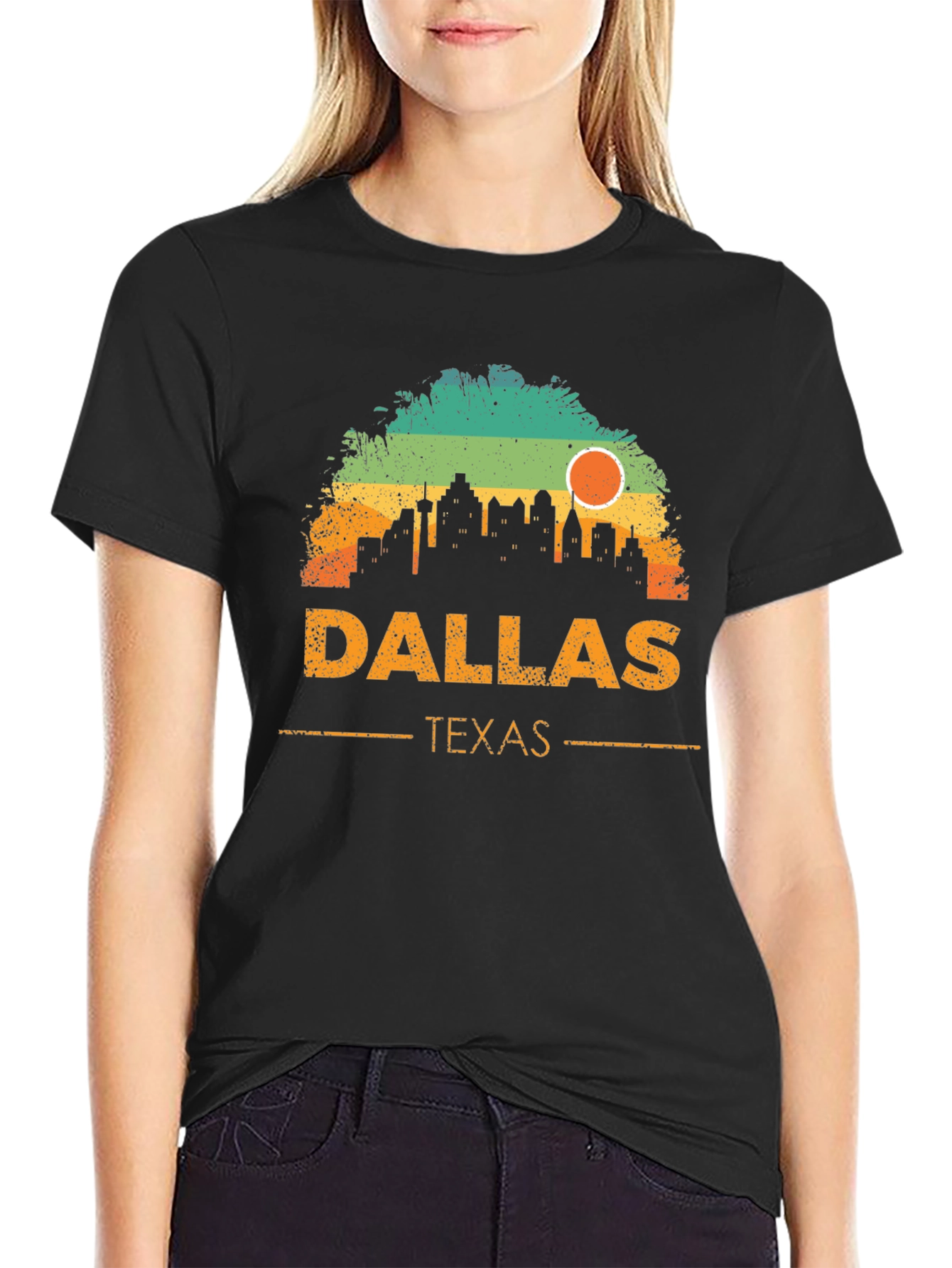 Black Dallas Texas Skyline Graphic T-Shirt view 2