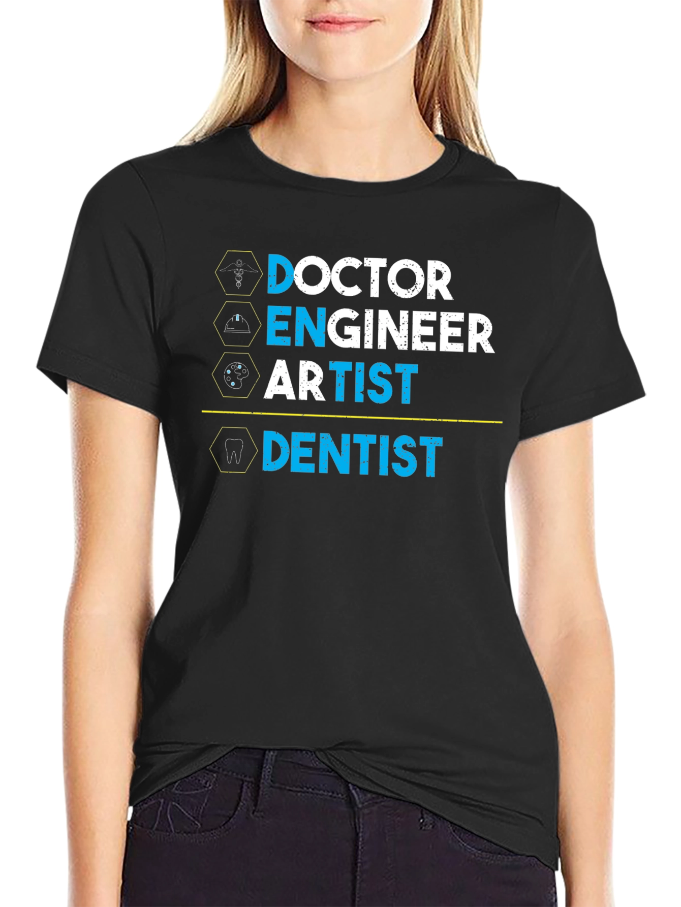 Black Doctor, Engineer, Artist, Dentist Graphic T-Shirt view 2
