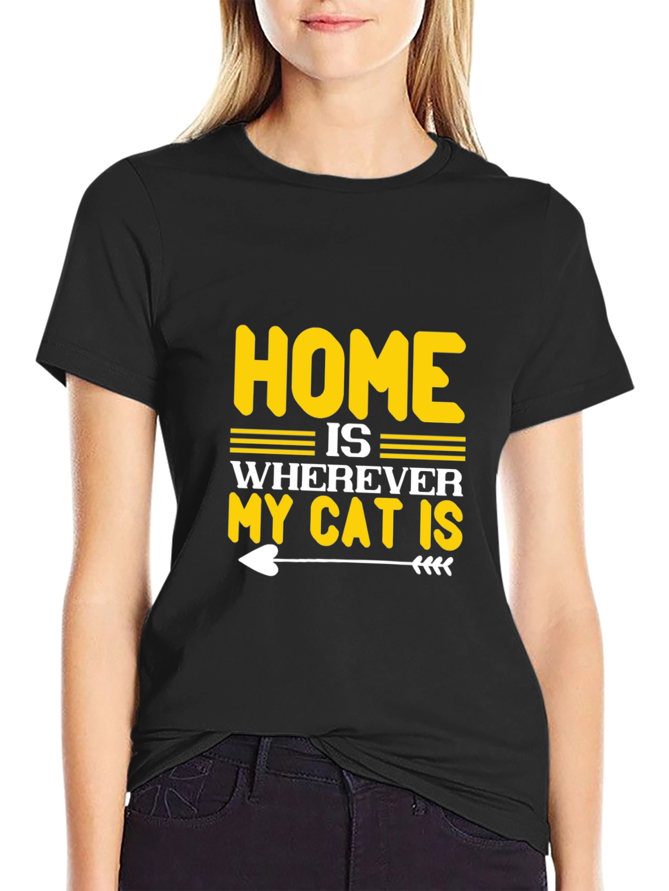 Black Home is Wherever My Cat is Black T-Shirt view 2