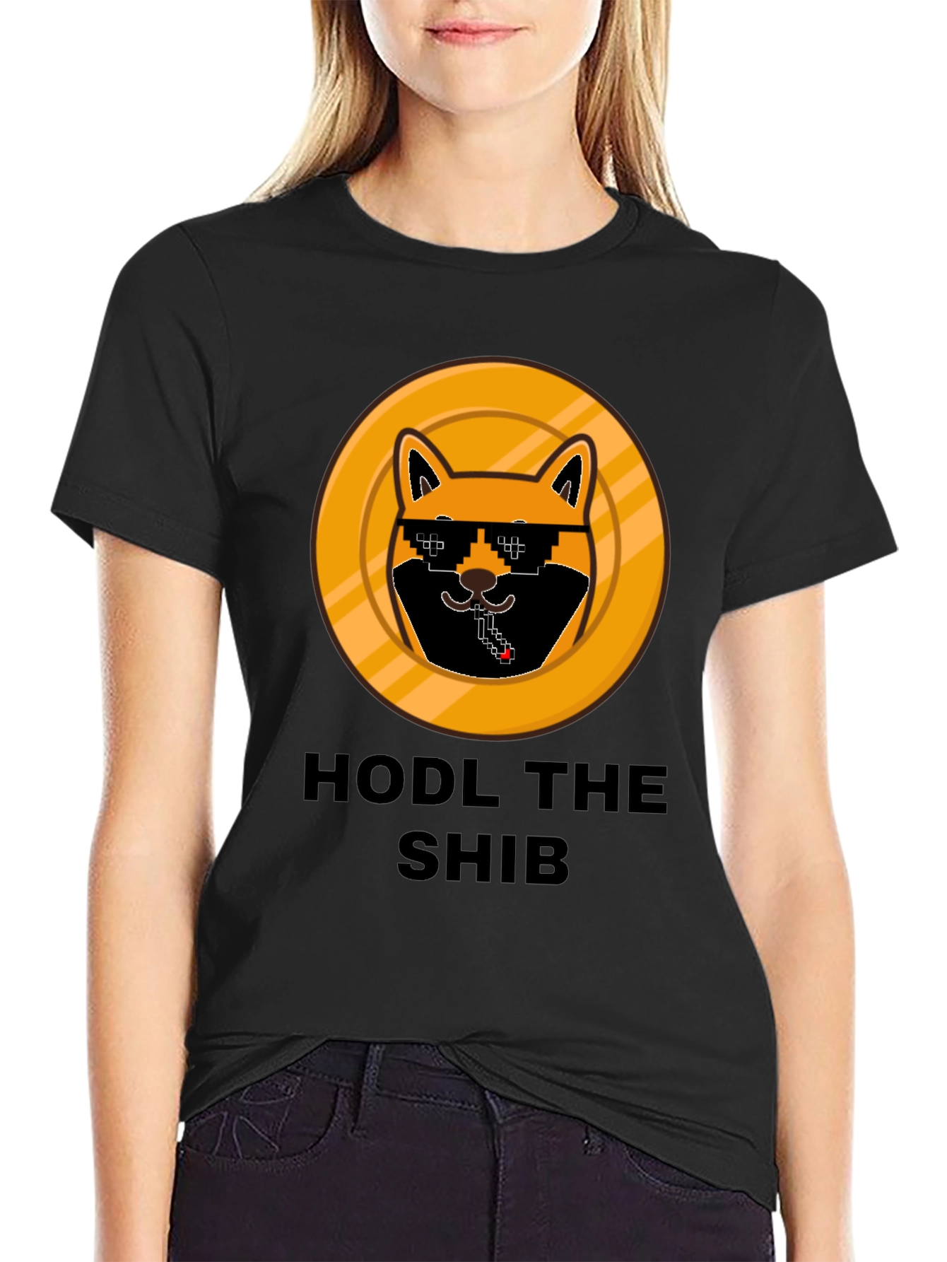 Black HODL THE SHIB Crypto T-Shirt - Black view 2