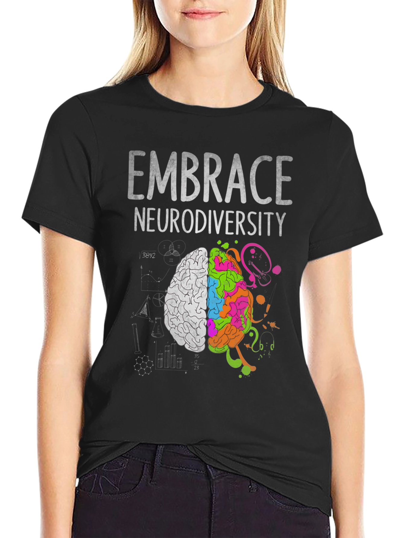Black Embrace Neurodiversity Graphic Tee view 2