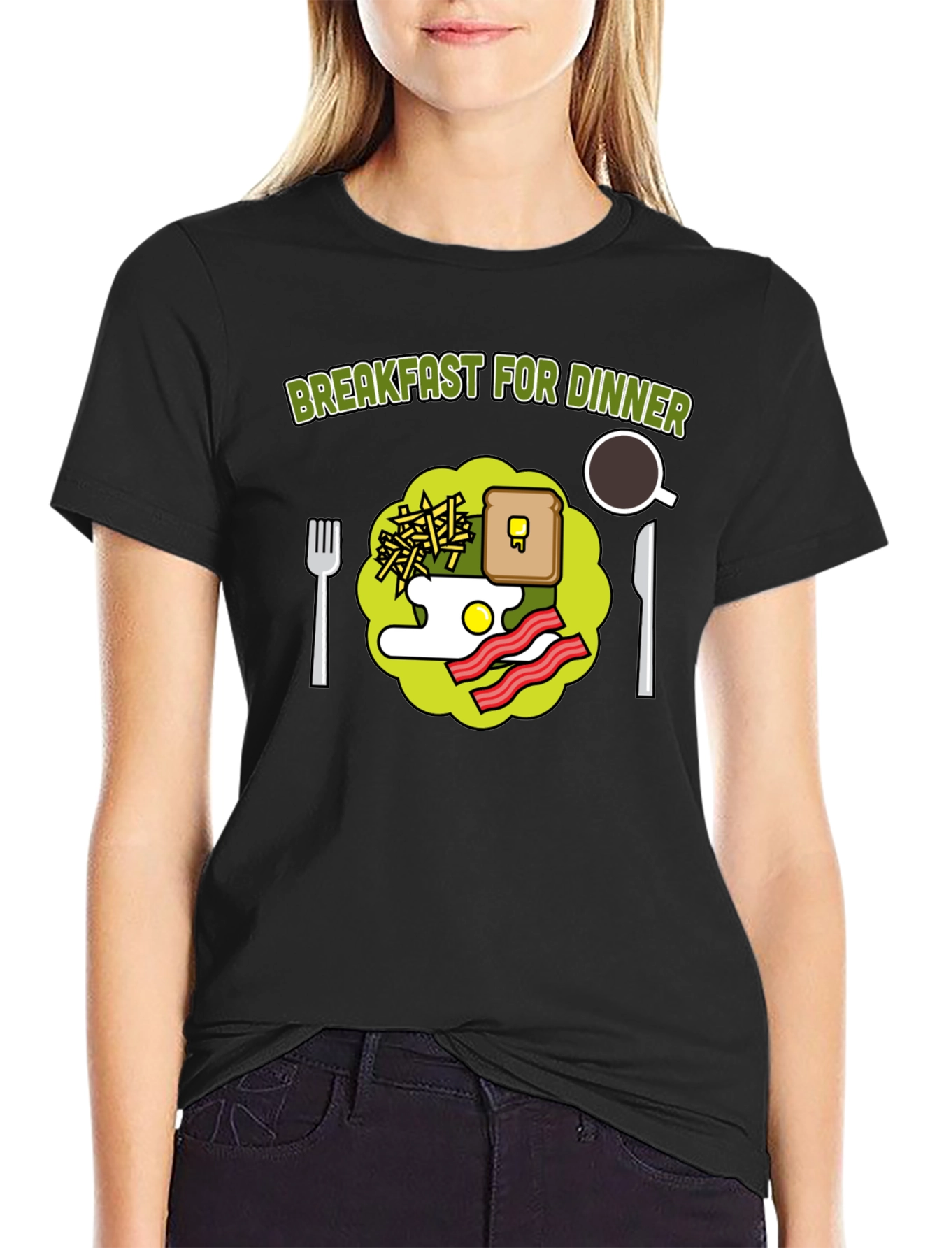 Black Breakfast for Dinner Graphic Tee view 2