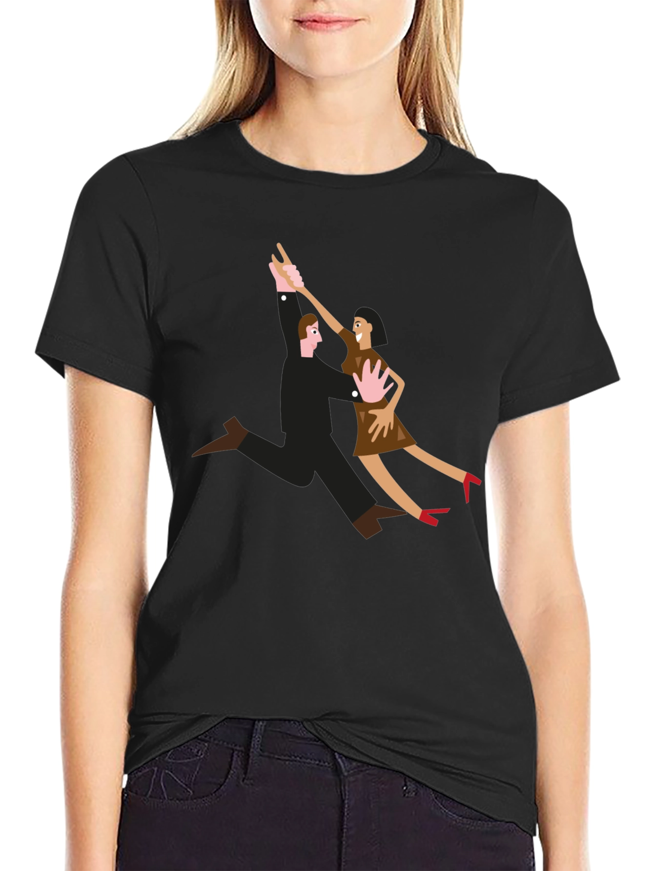 Black Dancing Couple Graphic T-Shirt view 2