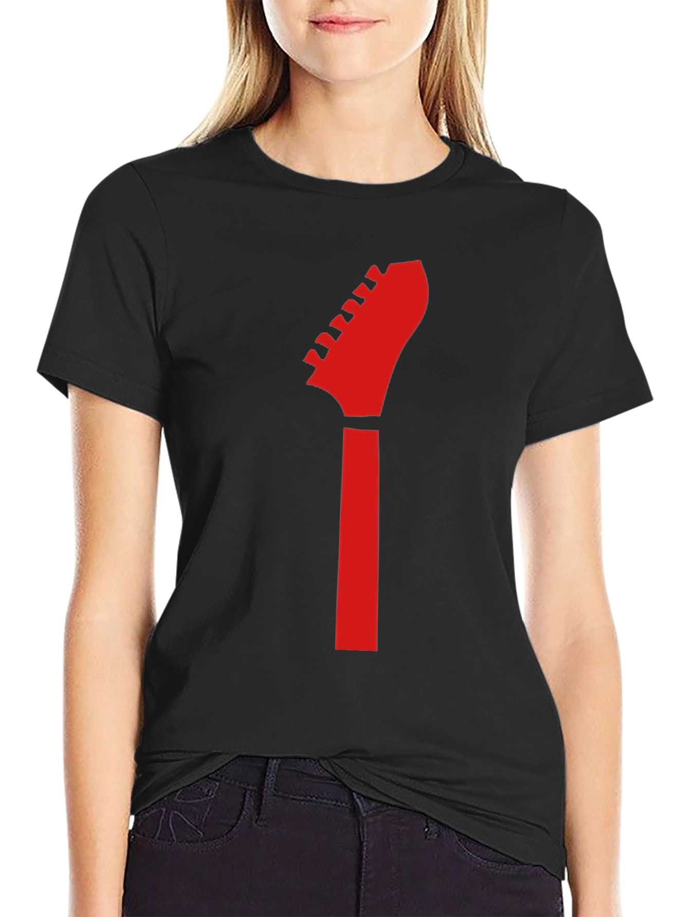 Black Guitar Headstock Graphic Tee - Rocker Style view 2