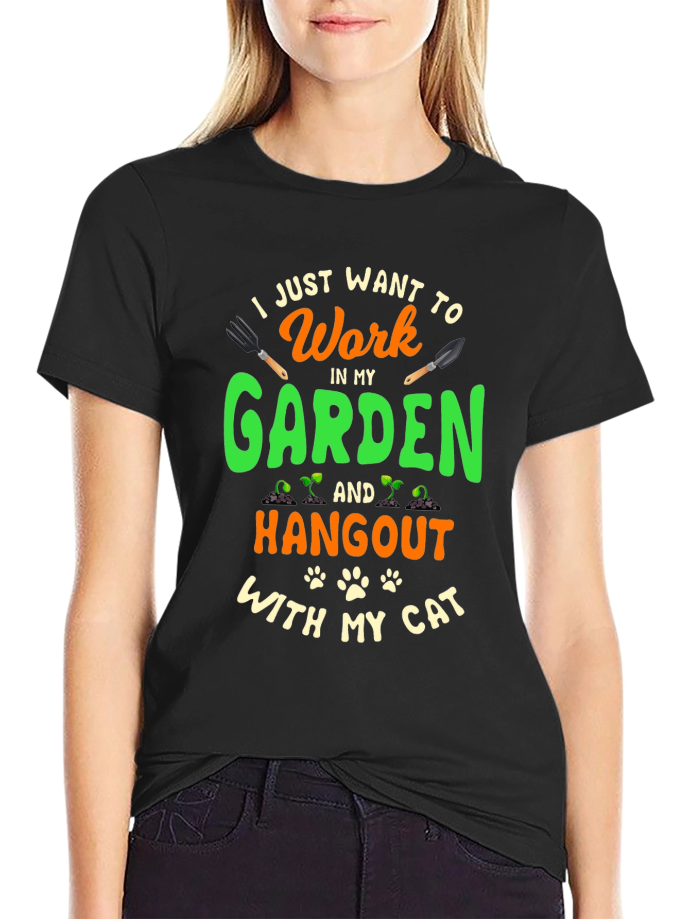 Black I Just Want To Work In My Garden T-Shirt view 2